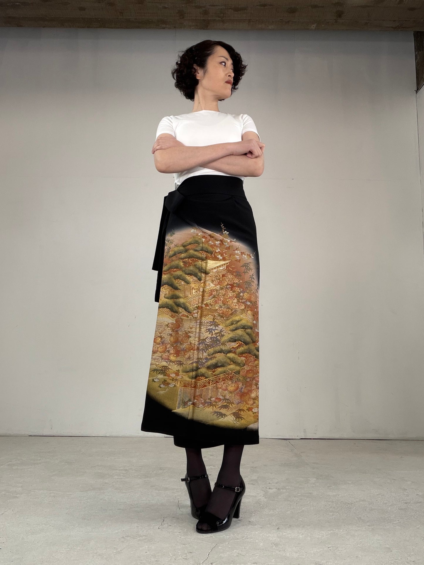 EDO-ZUMA SKIRT UPCYCLED FROM JAPANESE KIMONO "EDO028"
