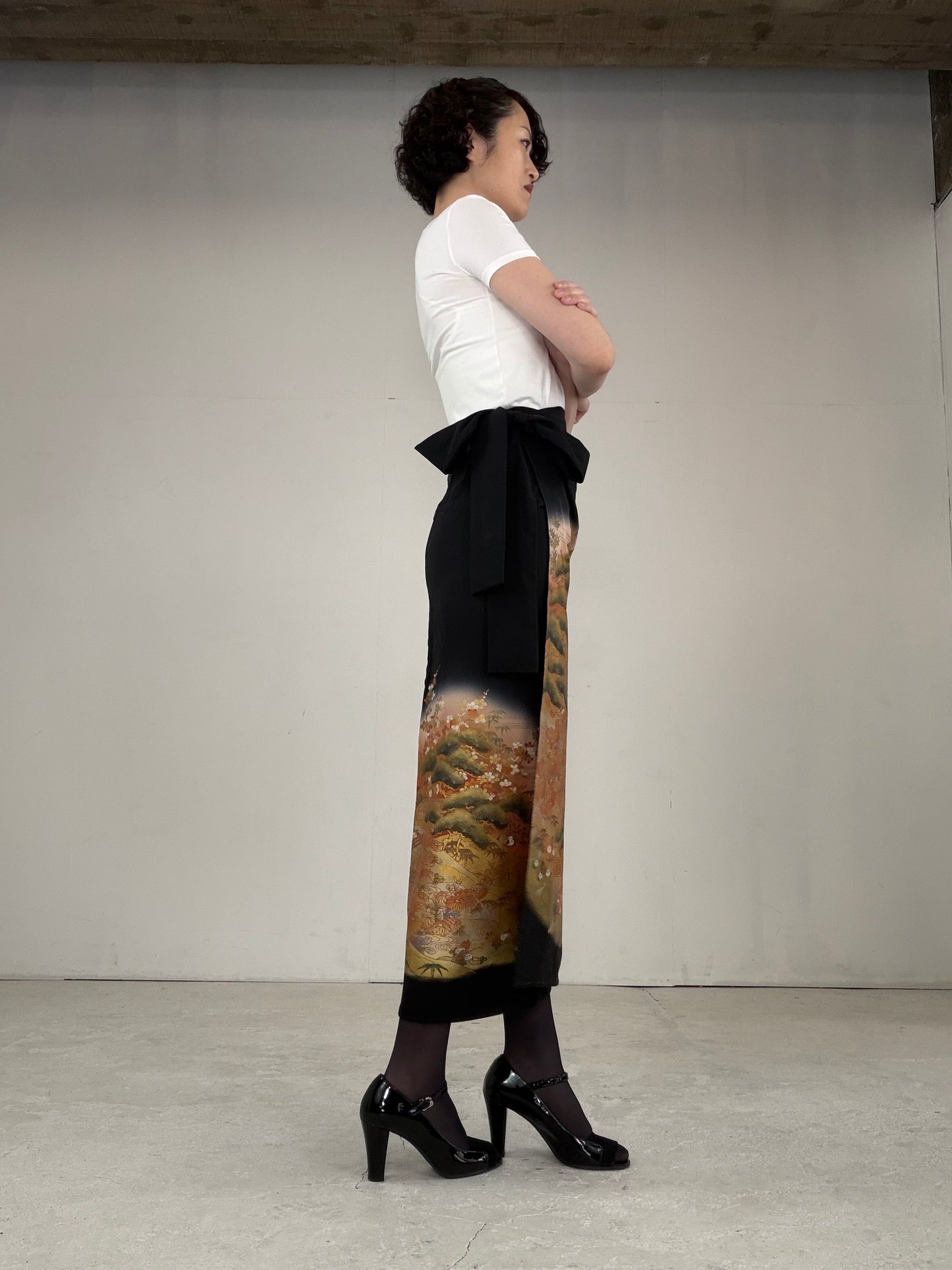 EDO-ZUMA SKIRT UPCYCLED FROM JAPANESE KIMONO "EDO028"
