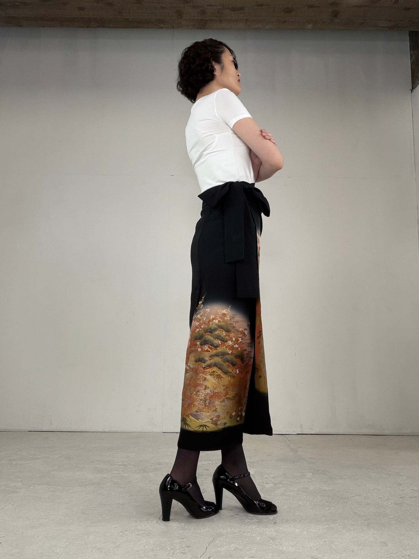 EDO-ZUMA SKIRT UPCYCLED FROM JAPANESE KIMONO "EDO028"