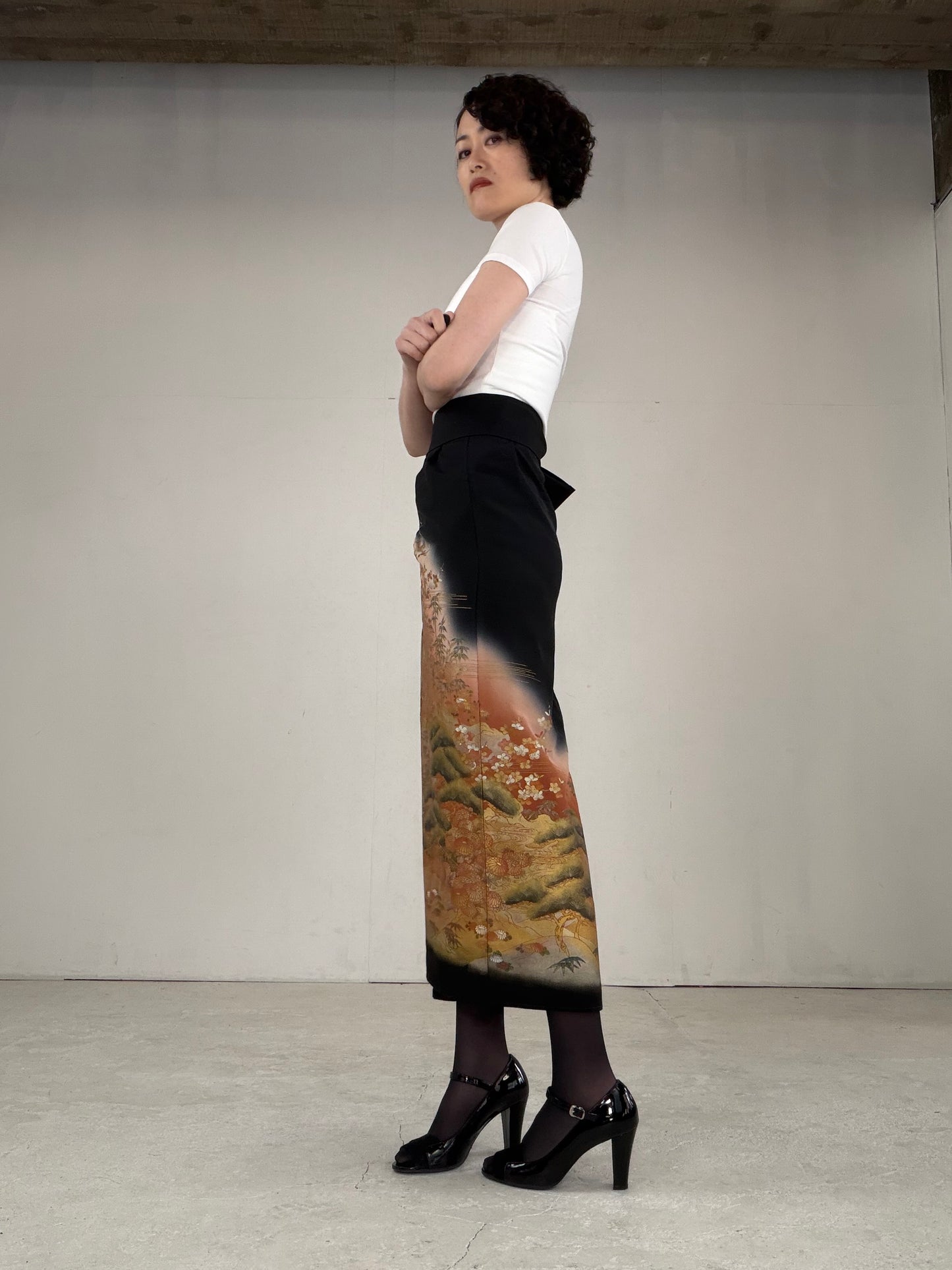 EDO-ZUMA SKIRT UPCYCLED FROM JAPANESE KIMONO "EDO028"
