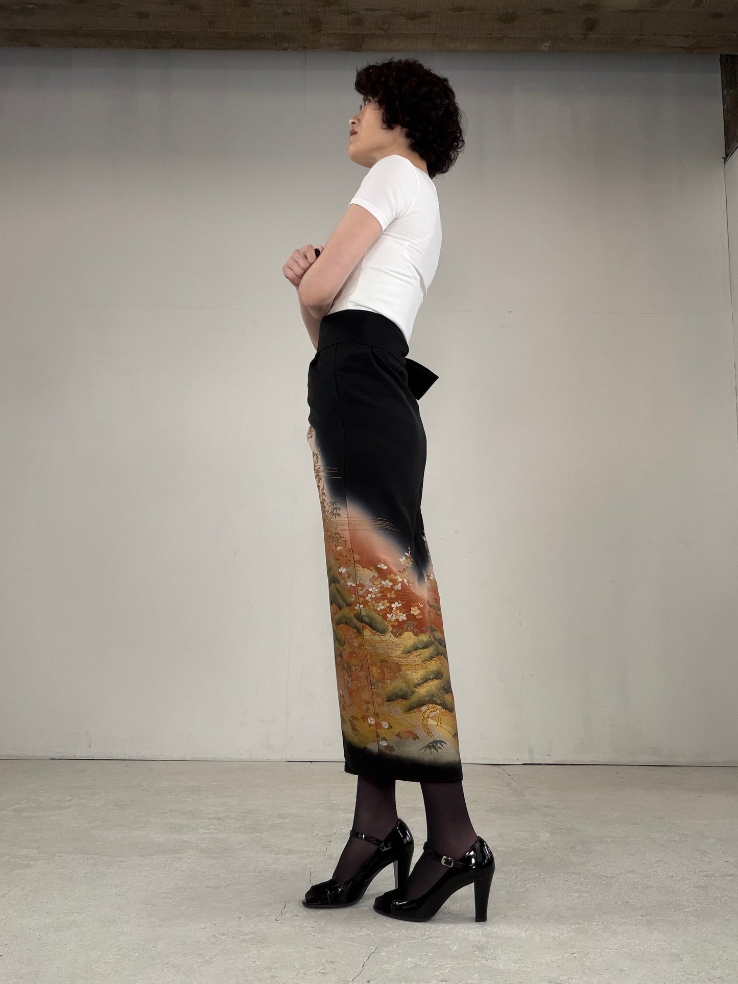 EDO-ZUMA SKIRT UPCYCLED FROM JAPANESE KIMONO "EDO028"