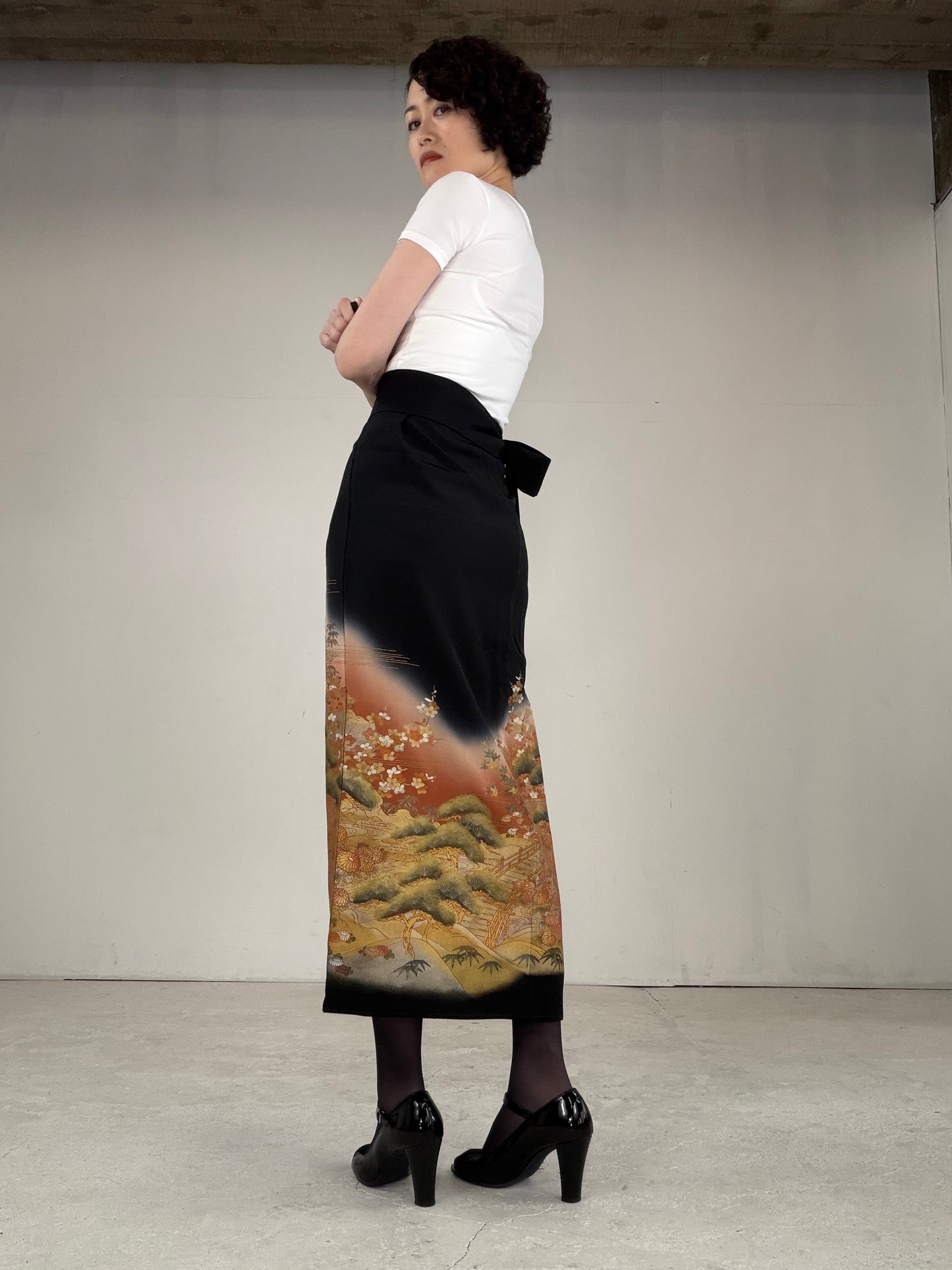 EDO-ZUMA SKIRT UPCYCLED FROM JAPANESE KIMONO "EDO028"