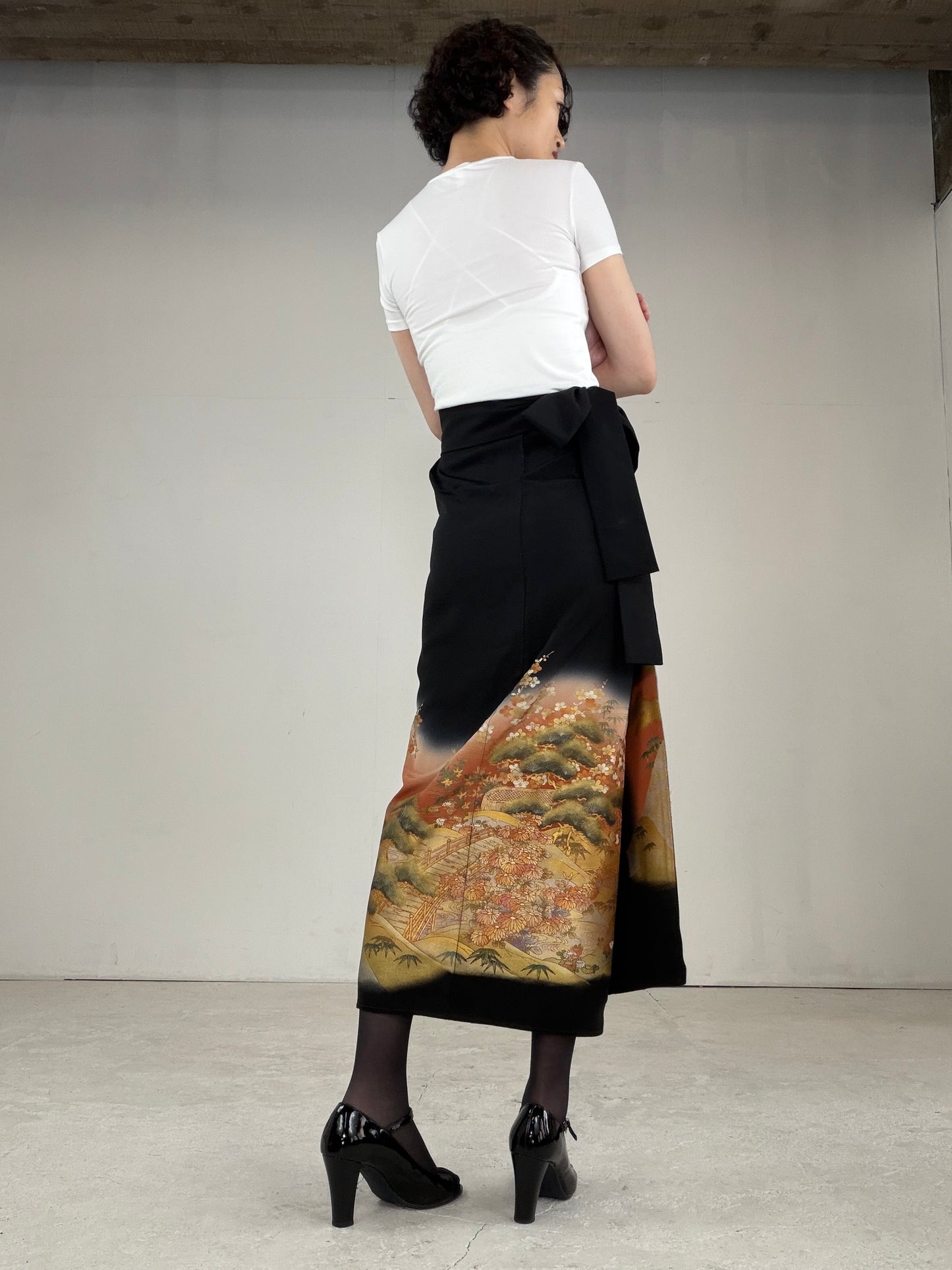EDO-ZUMA SKIRT UPCYCLED FROM JAPANESE KIMONO "EDO028"