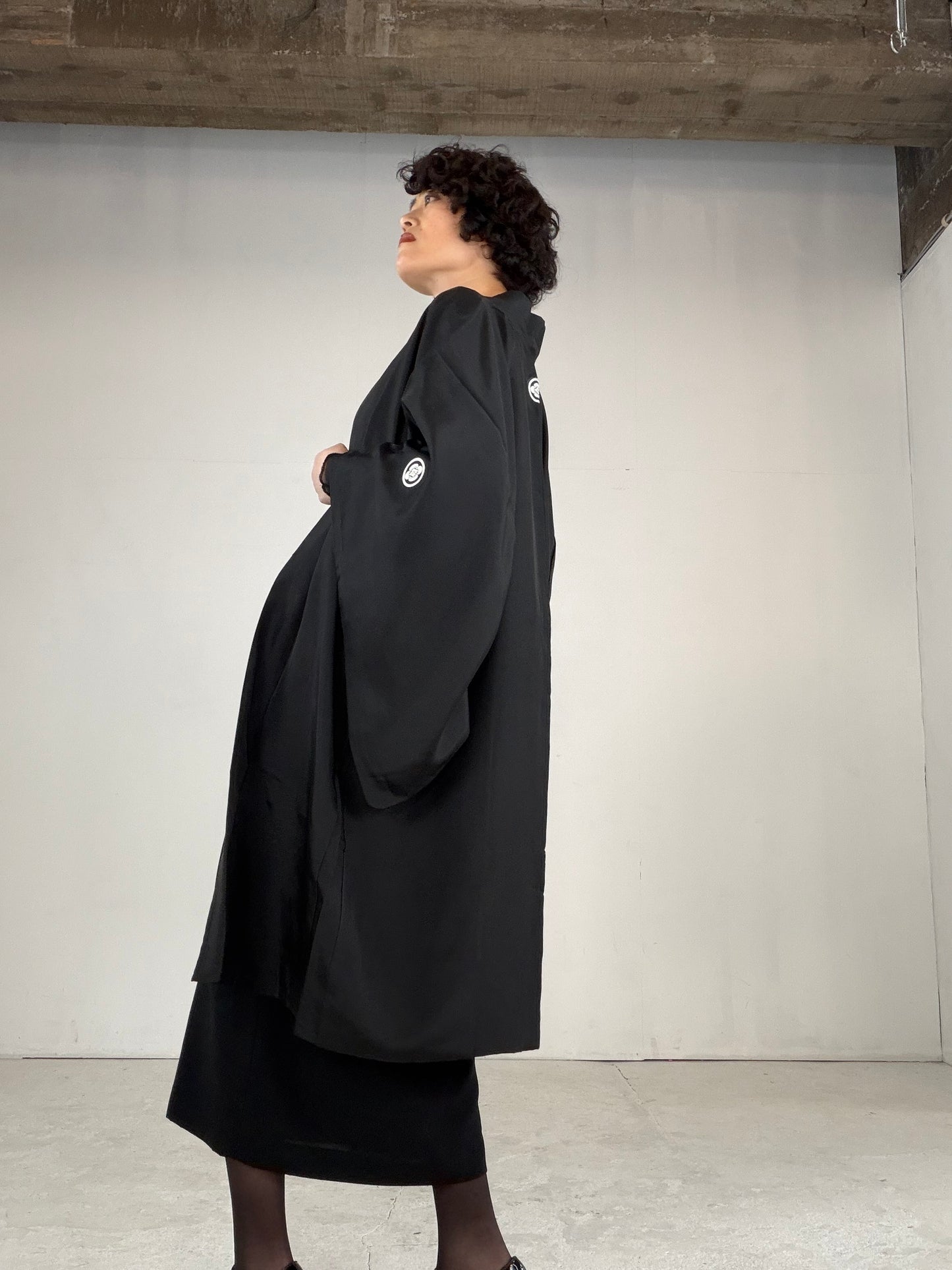 VINTAGE KUROMONTSUKI HAORI "gold, KUR109" *hari-mon