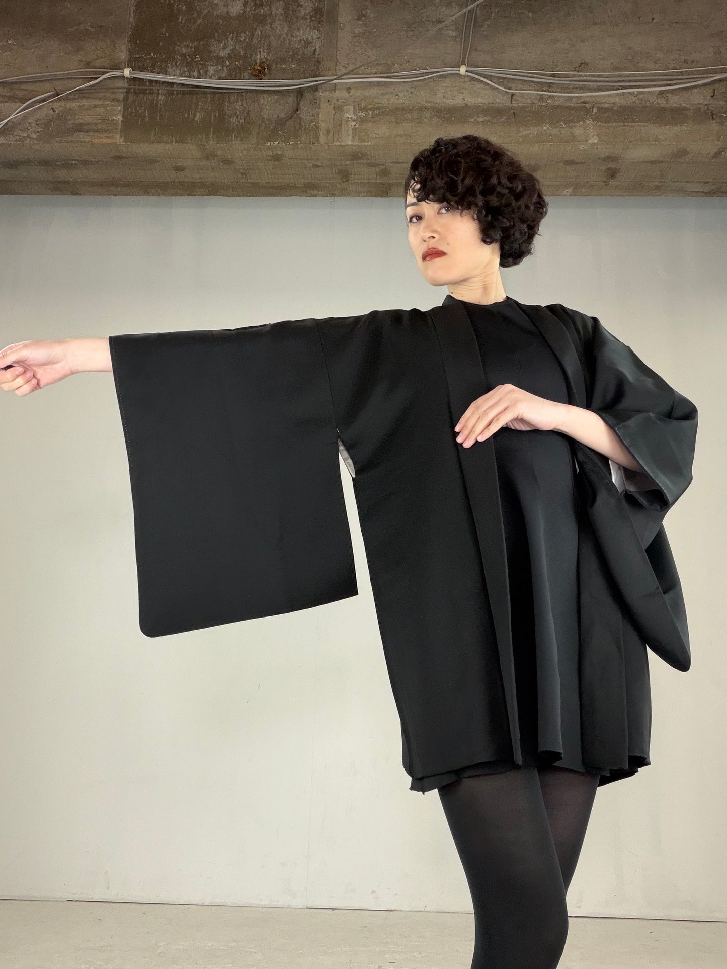 VINTAGE BLACK HAORI  "BLK163"