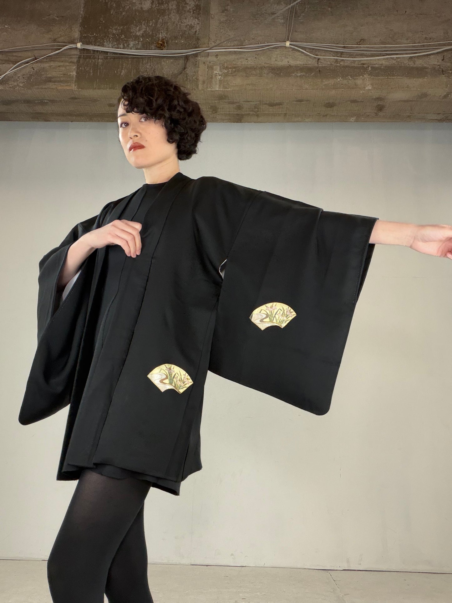 VINTAGE BLACK HAORI  "BLK163"