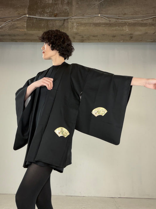 VINTAGE BLACK HAORI  "BLK163"
