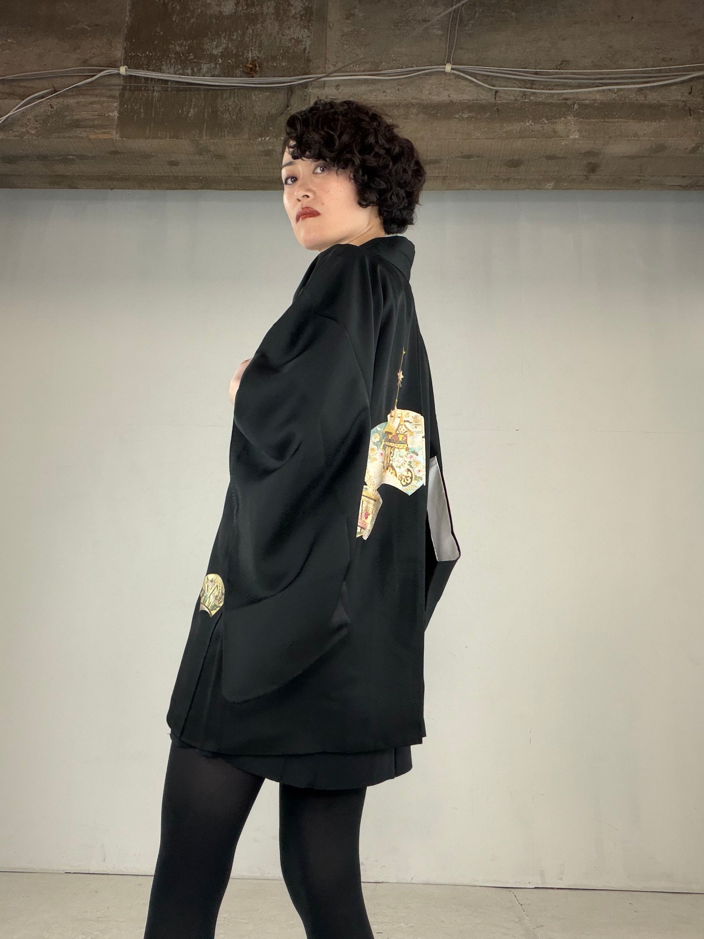 VINTAGE BLACK HAORI  "BLK163"