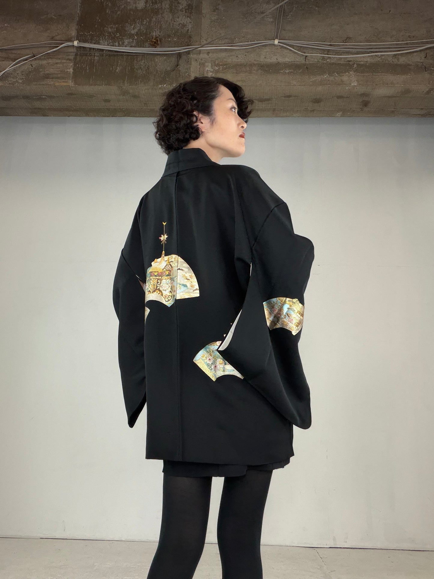 VINTAGE BLACK HAORI  "BLK163"