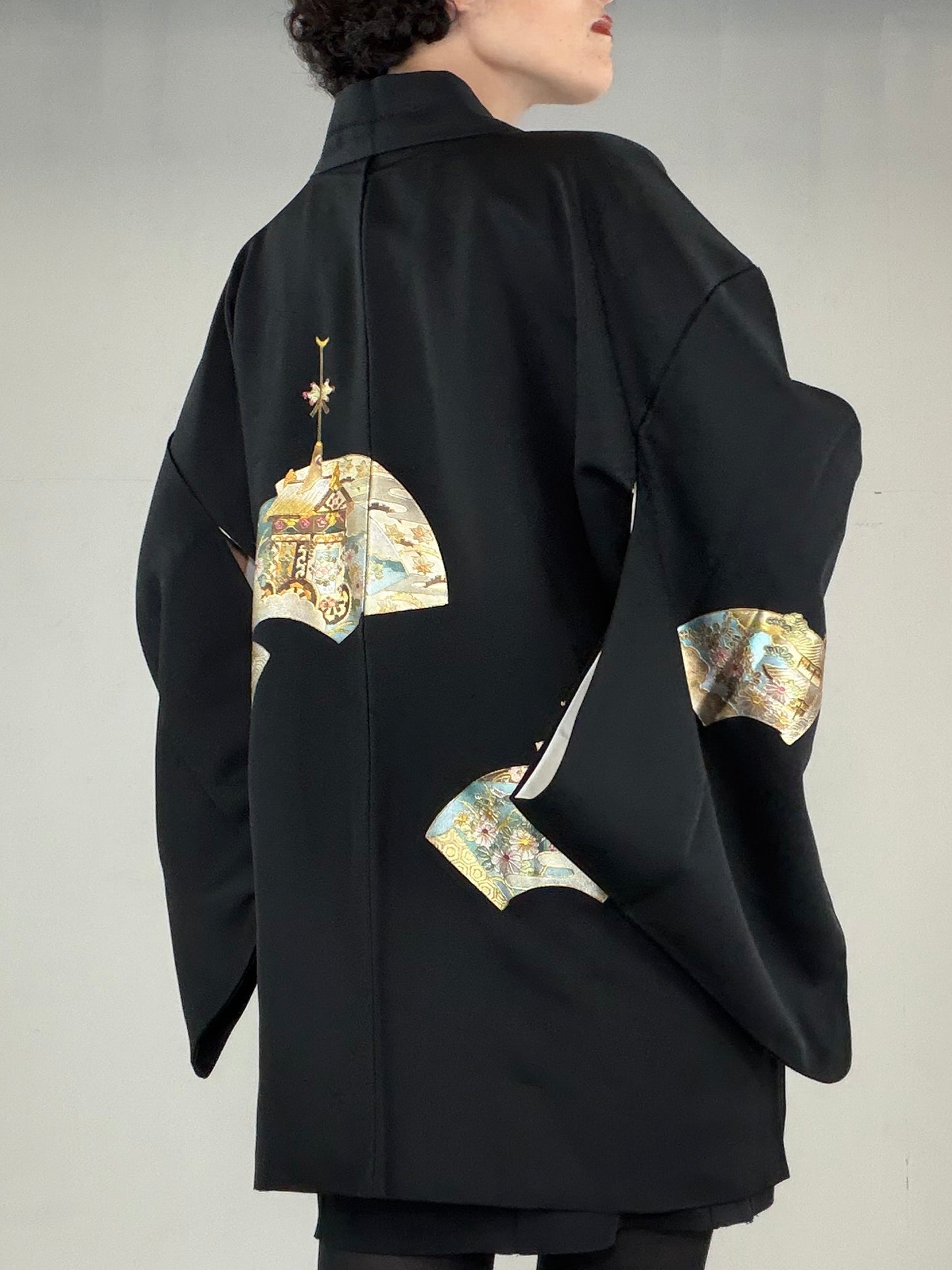 VINTAGE BLACK HAORI  "BLK163"