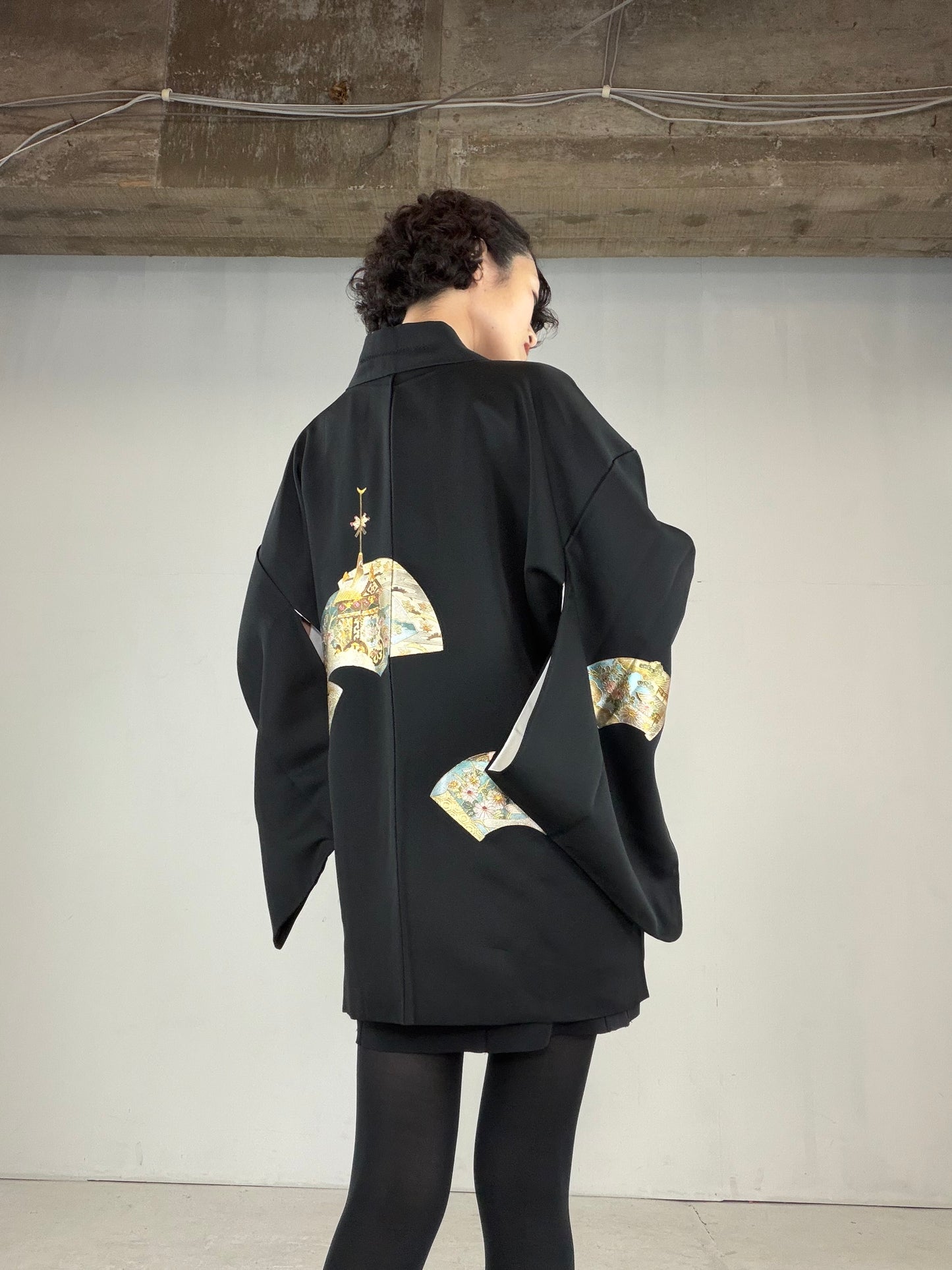 VINTAGE BLACK HAORI  "BLK163"