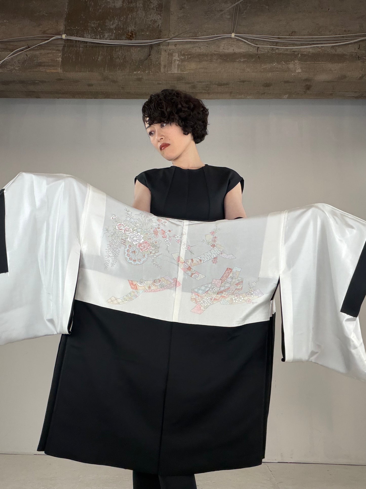 VINTAGE BLACK HAORI  "BLK163"