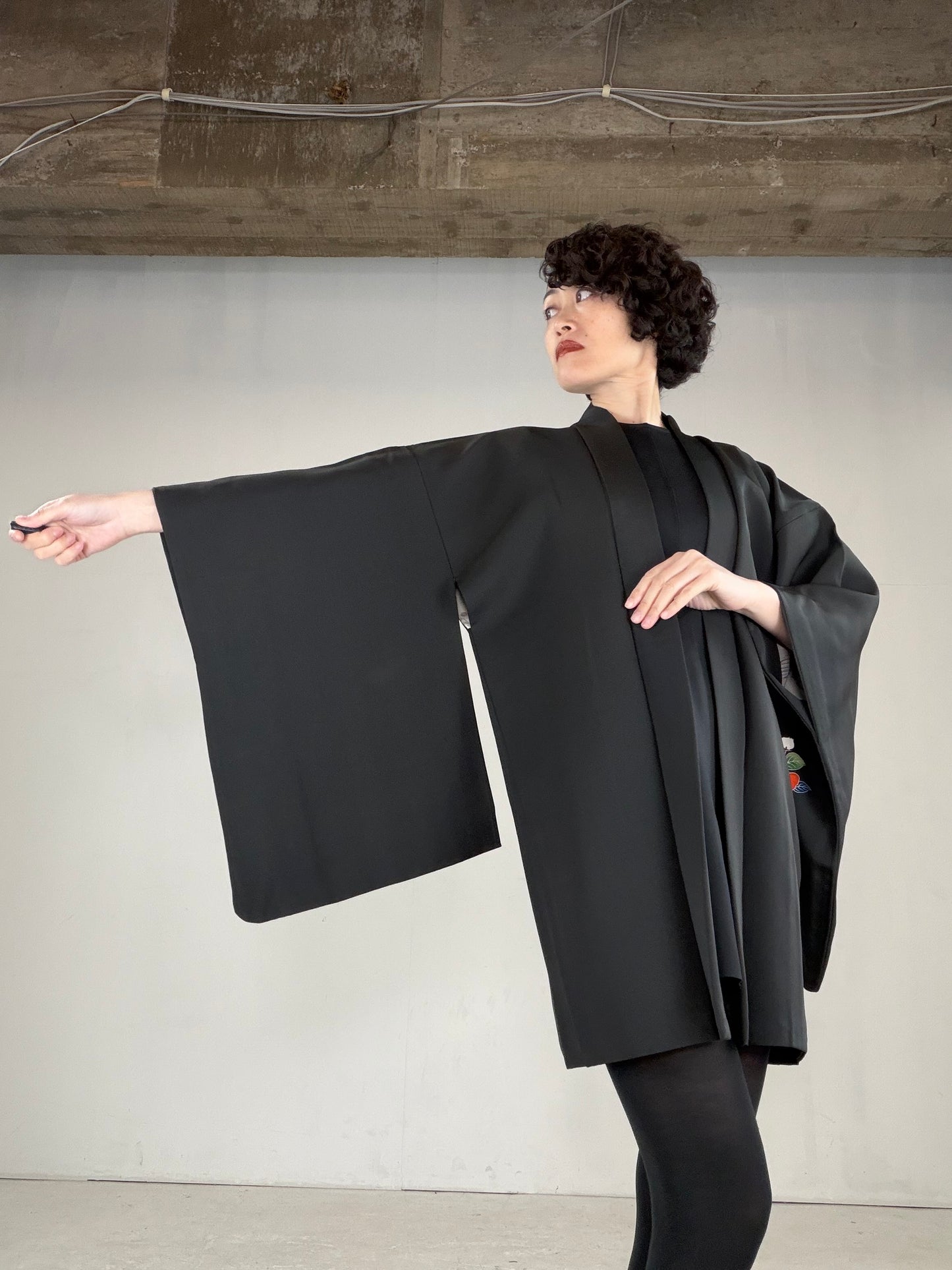 VINTAGE BLACK HAORI  "BLK164"