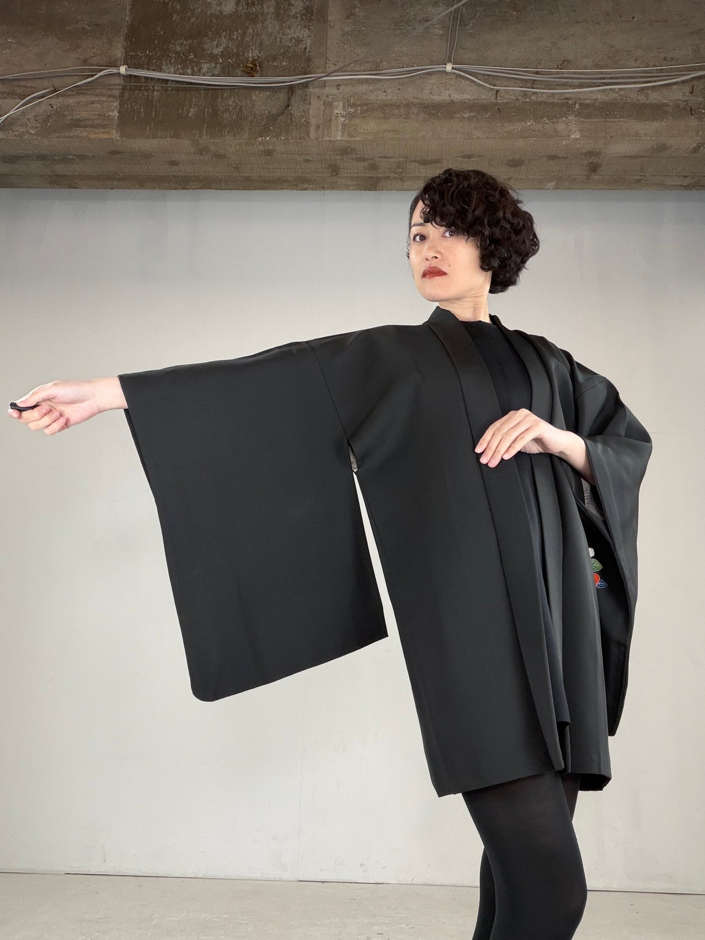 VINTAGE BLACK HAORI  "BLK164"