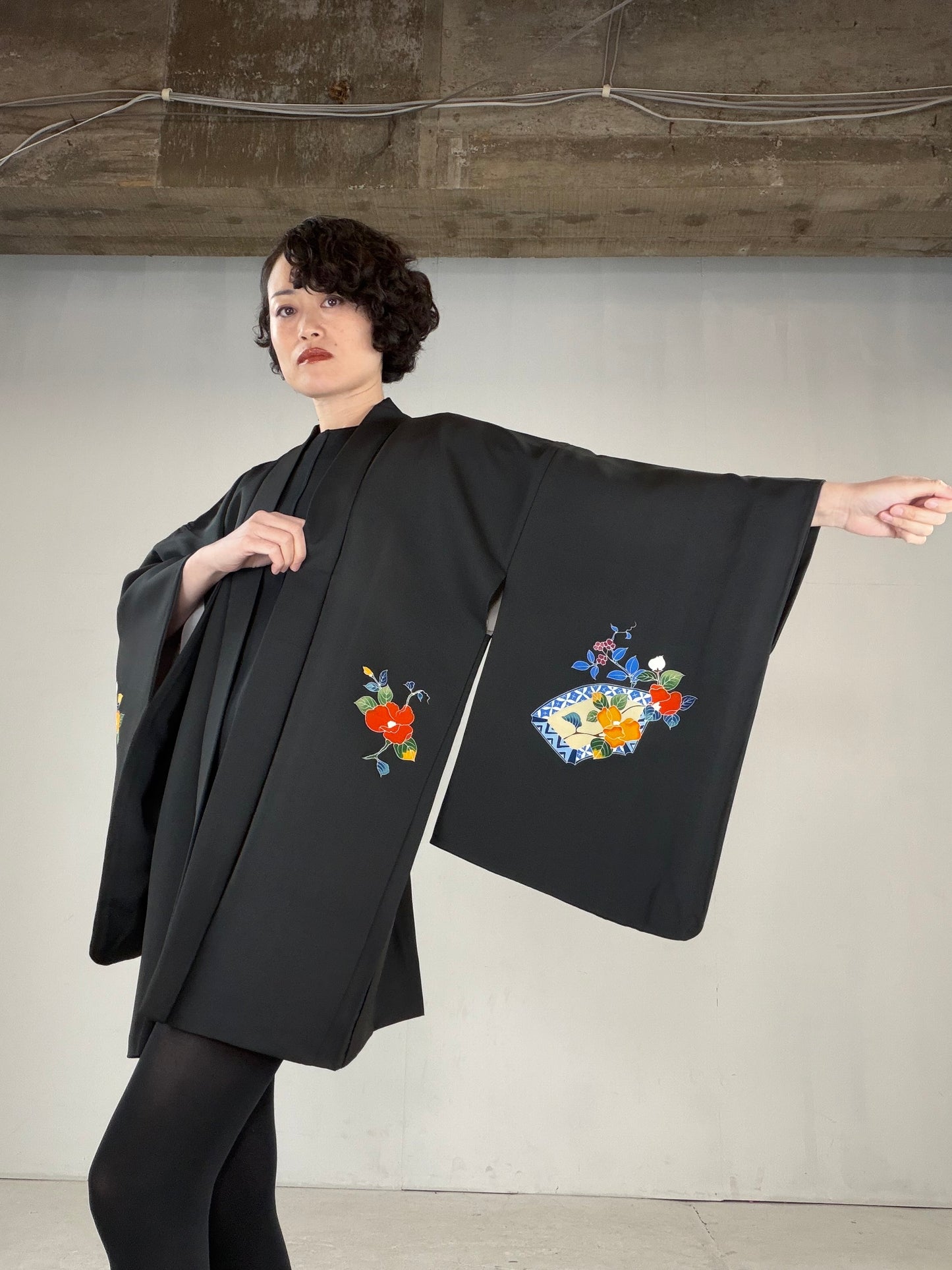 VINTAGE BLACK HAORI  "BLK164"