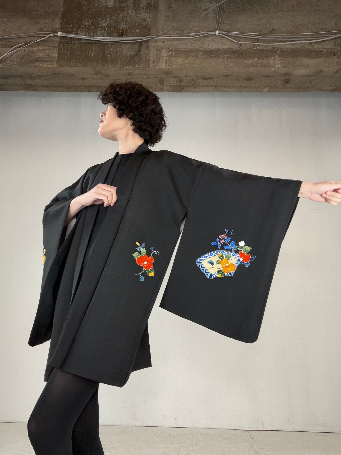 VINTAGE BLACK HAORI  "BLK164"