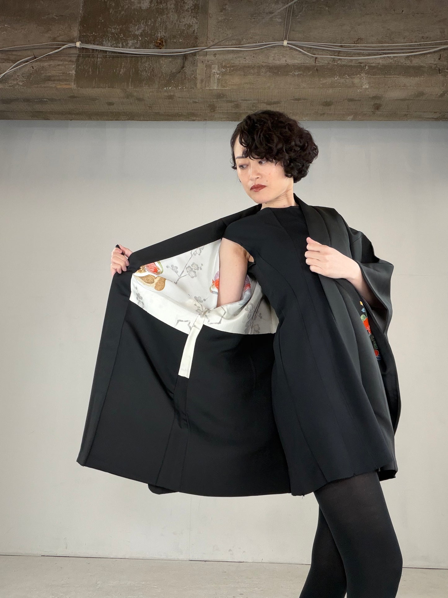 VINTAGE BLACK HAORI  "BLK164"