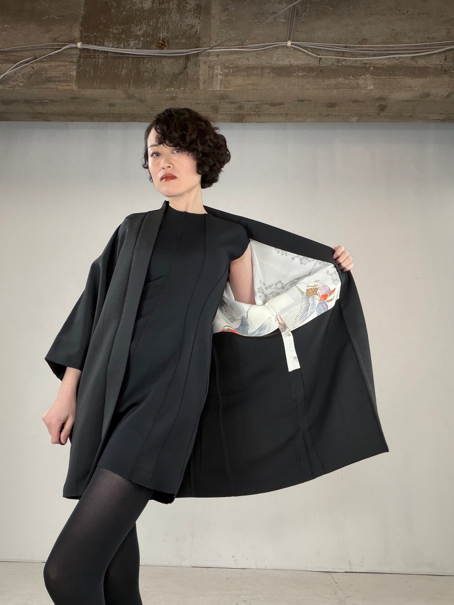 VINTAGE BLACK HAORI  "BLK164"
