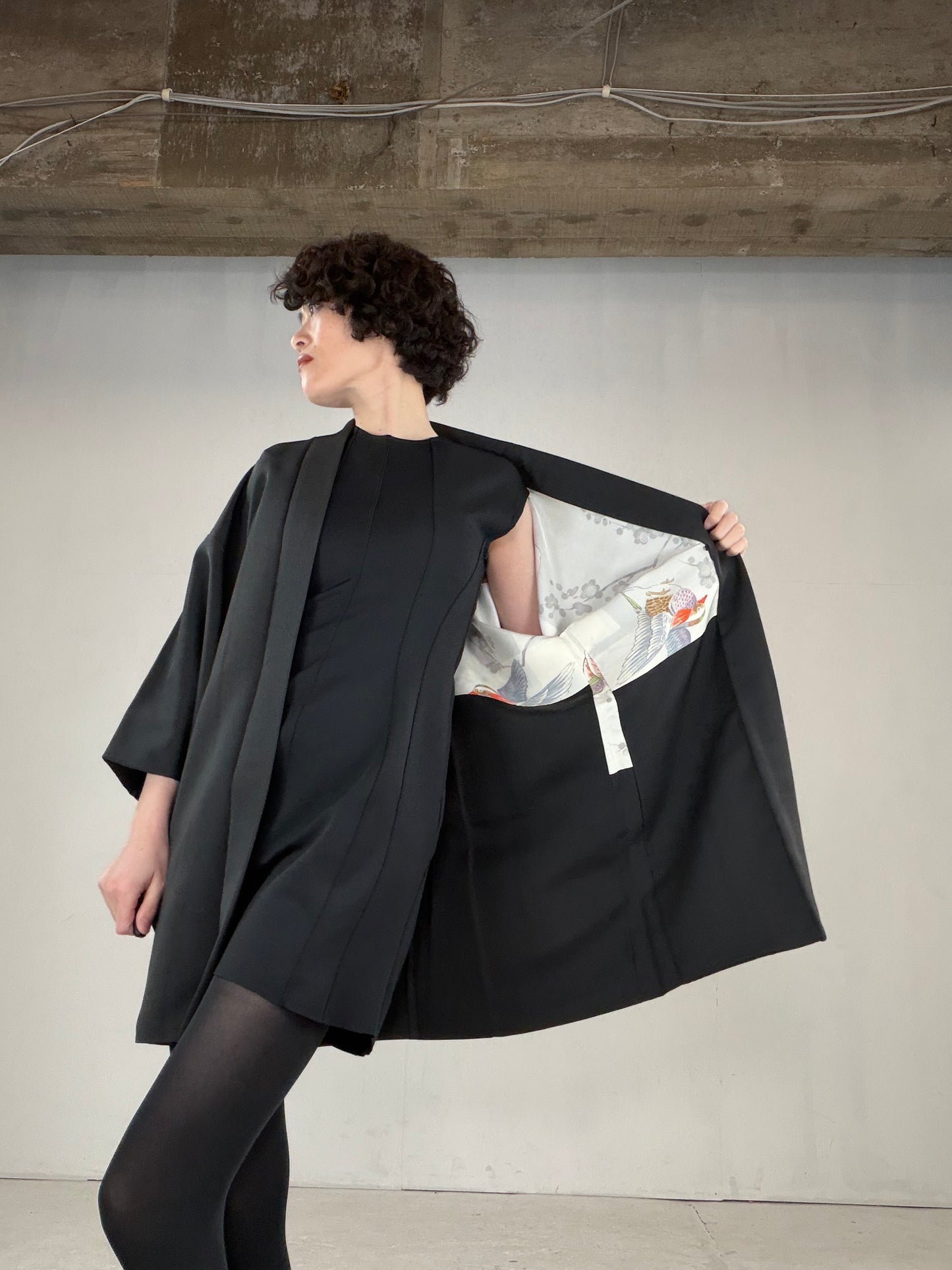 VINTAGE BLACK HAORI  "BLK164"