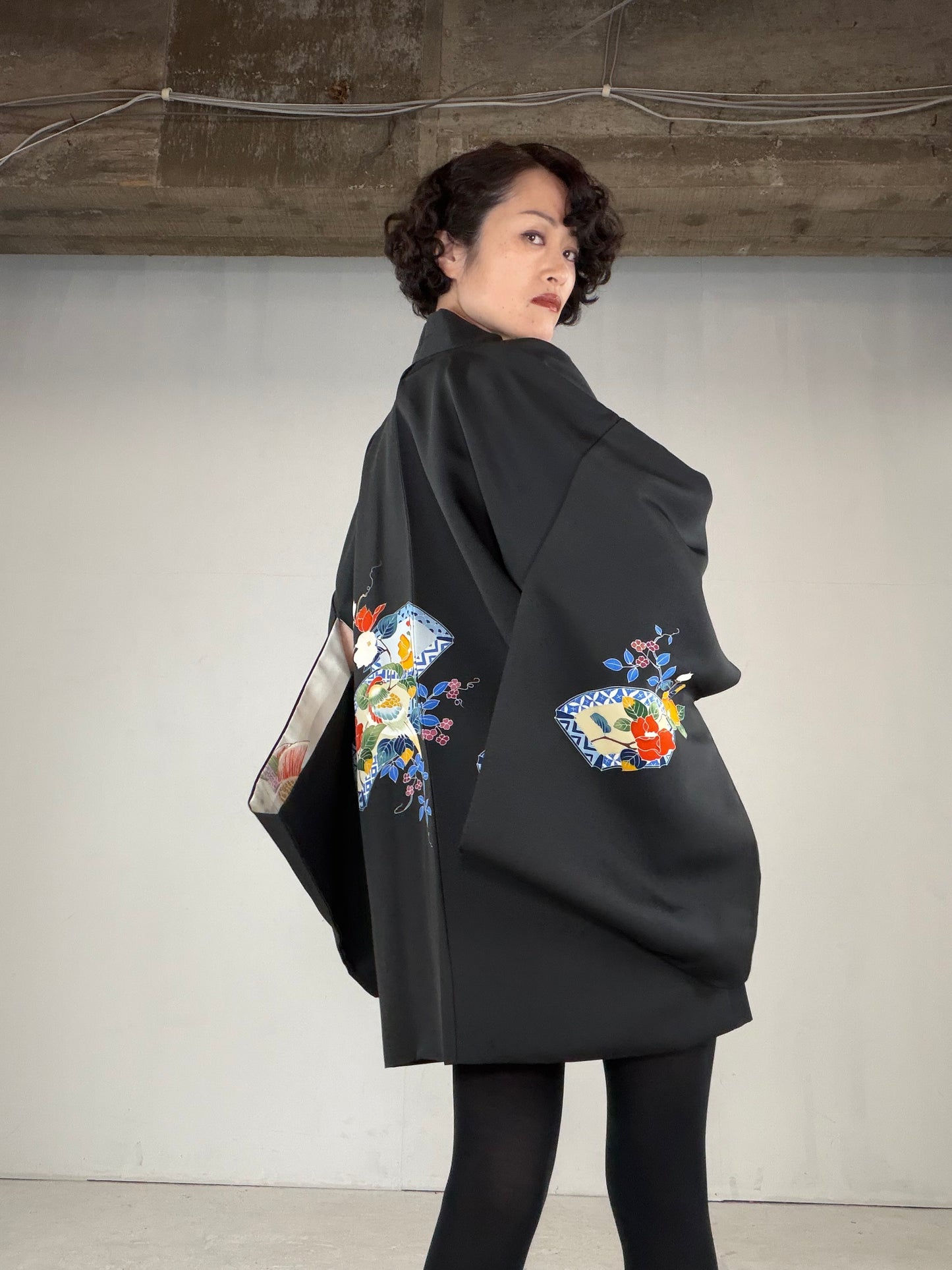 VINTAGE BLACK HAORI  "BLK164"