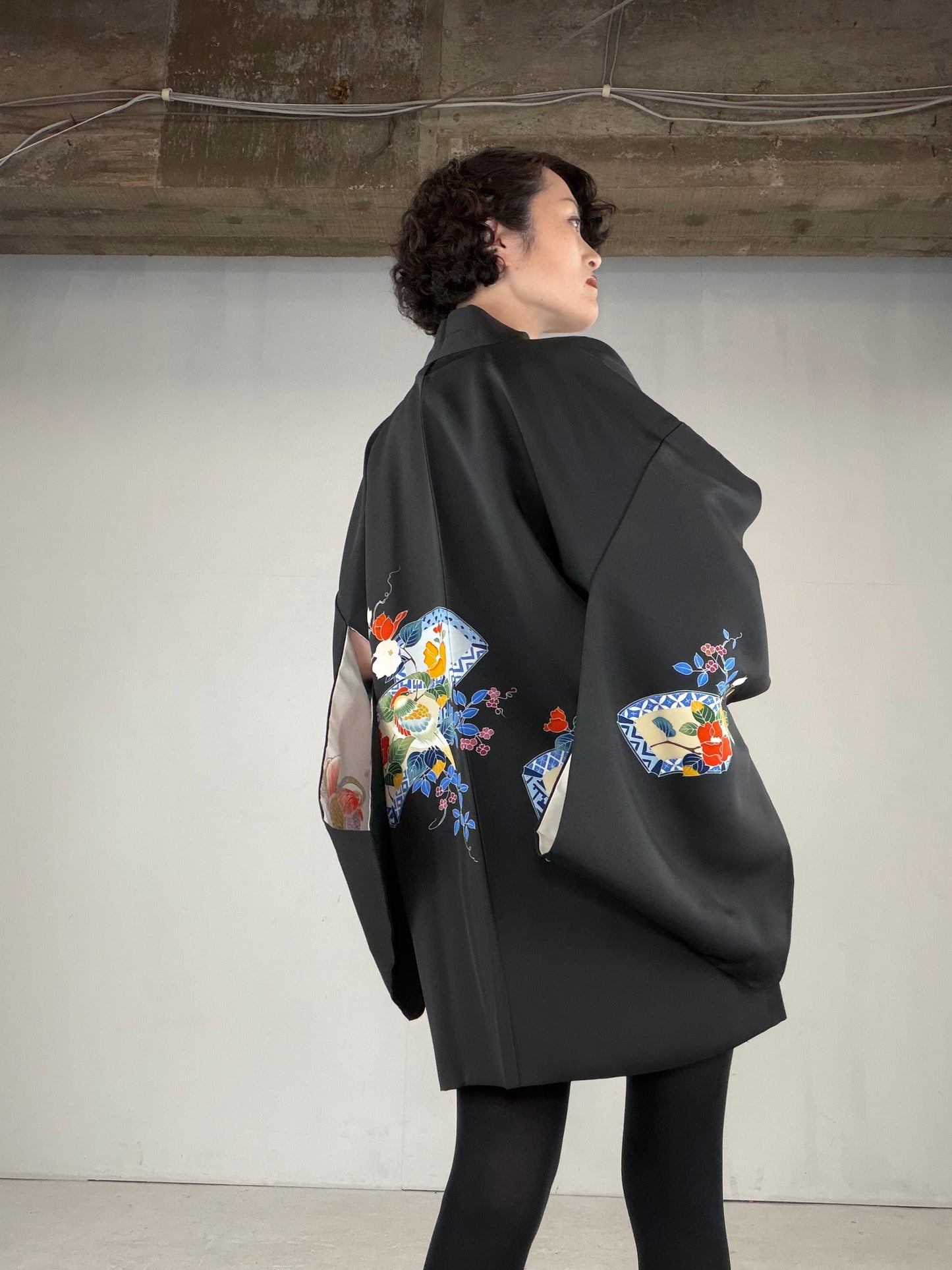VINTAGE BLACK HAORI  "BLK164"