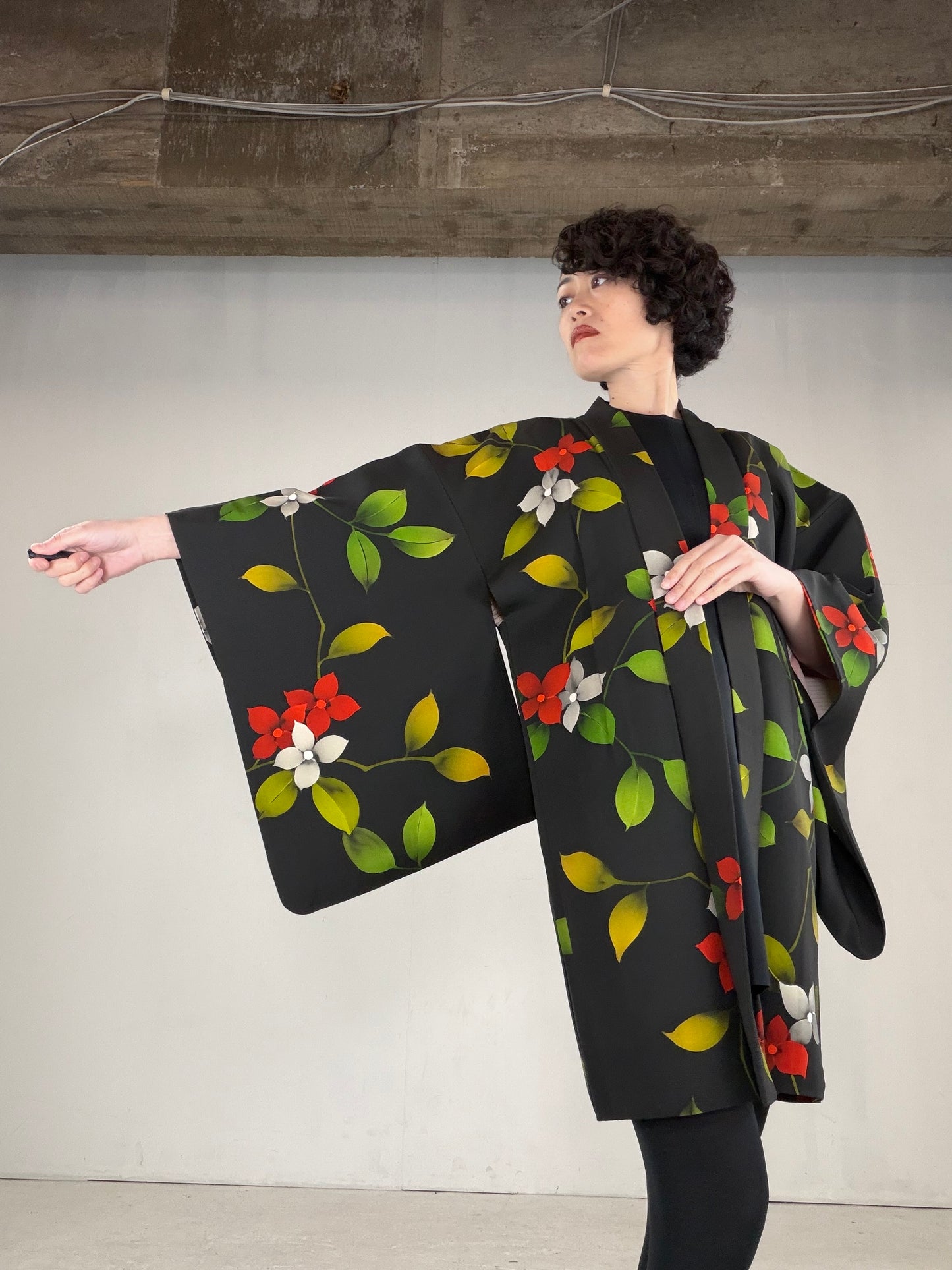 VINTAGE BLACK HAORI  "BLK162"