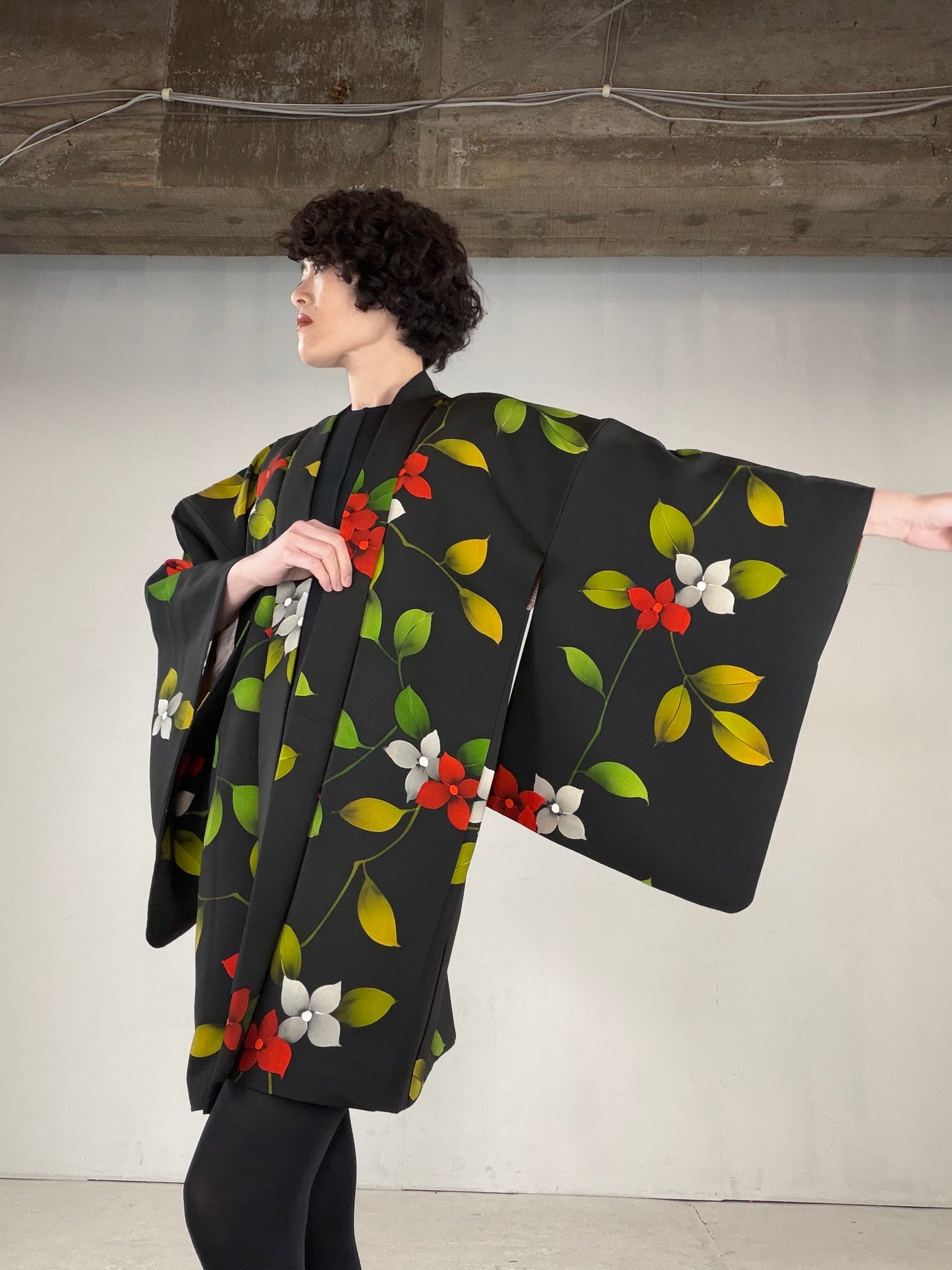 VINTAGE BLACK HAORI  "BLK162"