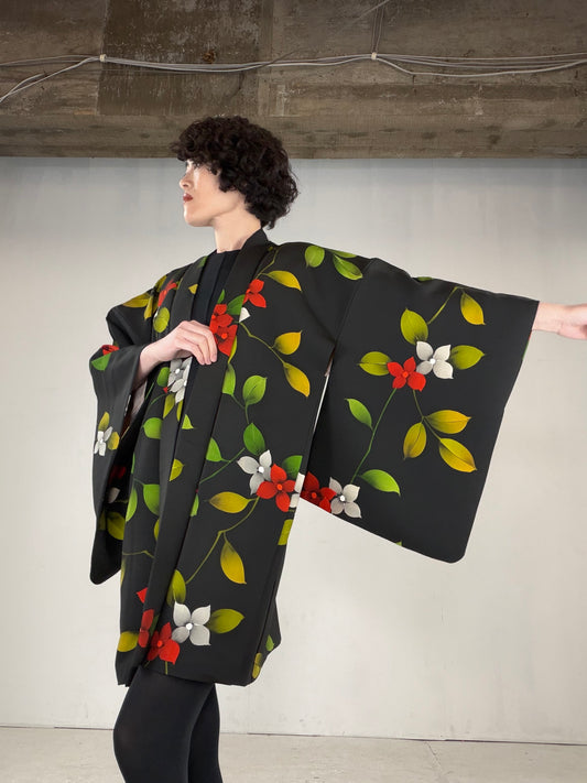 VINTAGE BLACK HAORI  "BLK162"