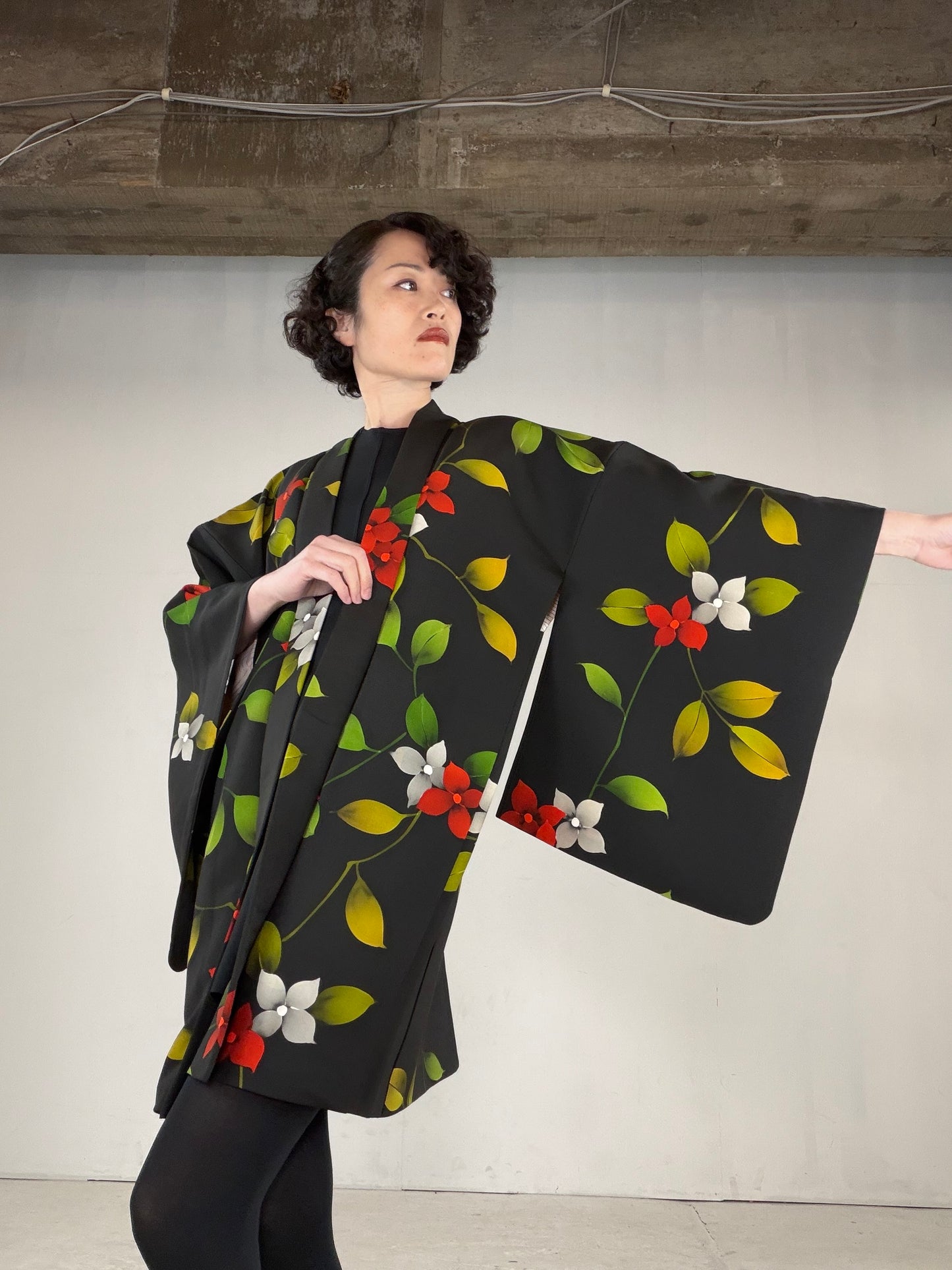 VINTAGE BLACK HAORI  "BLK162"