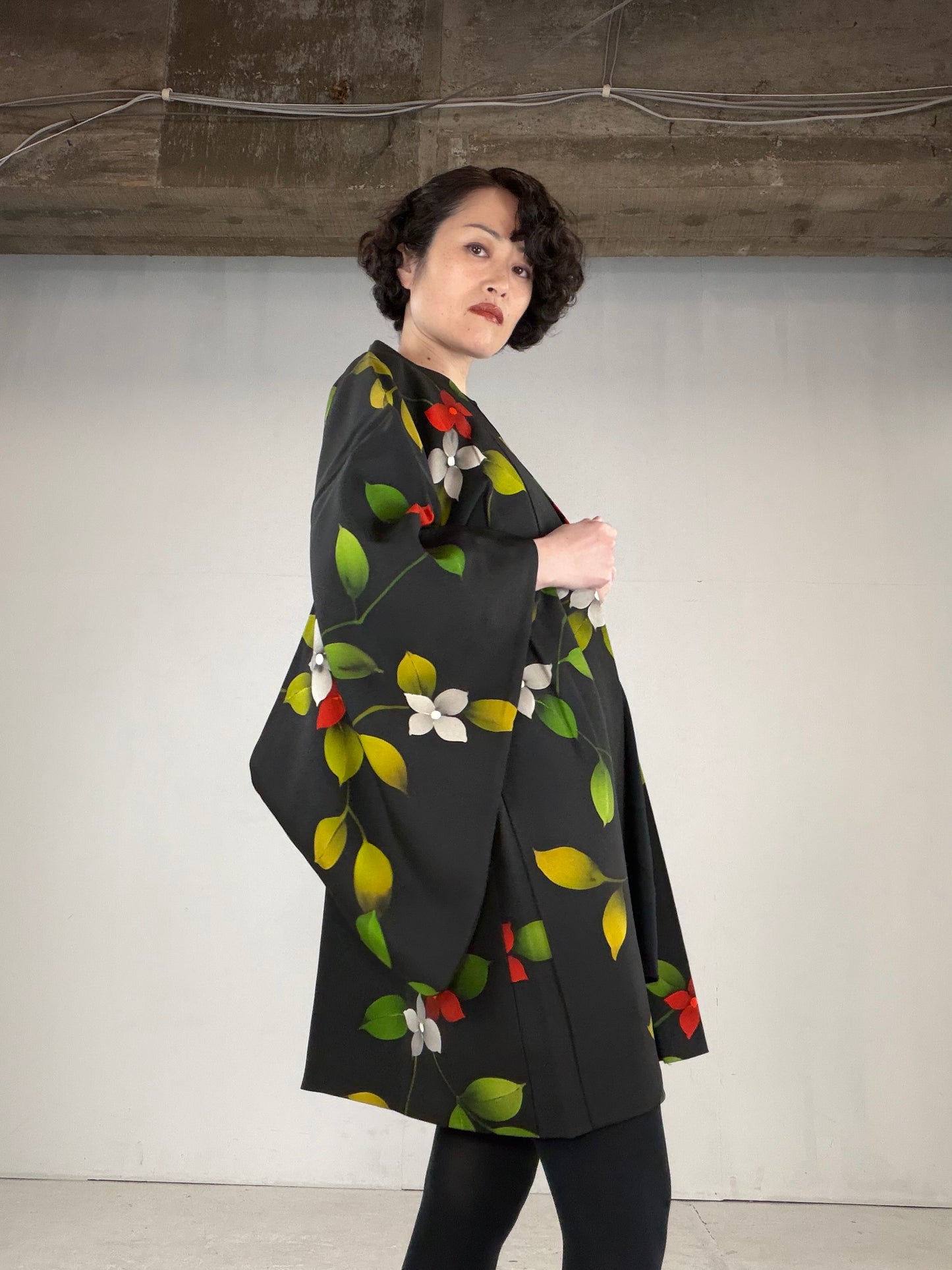 VINTAGE BLACK HAORI  "BLK162"