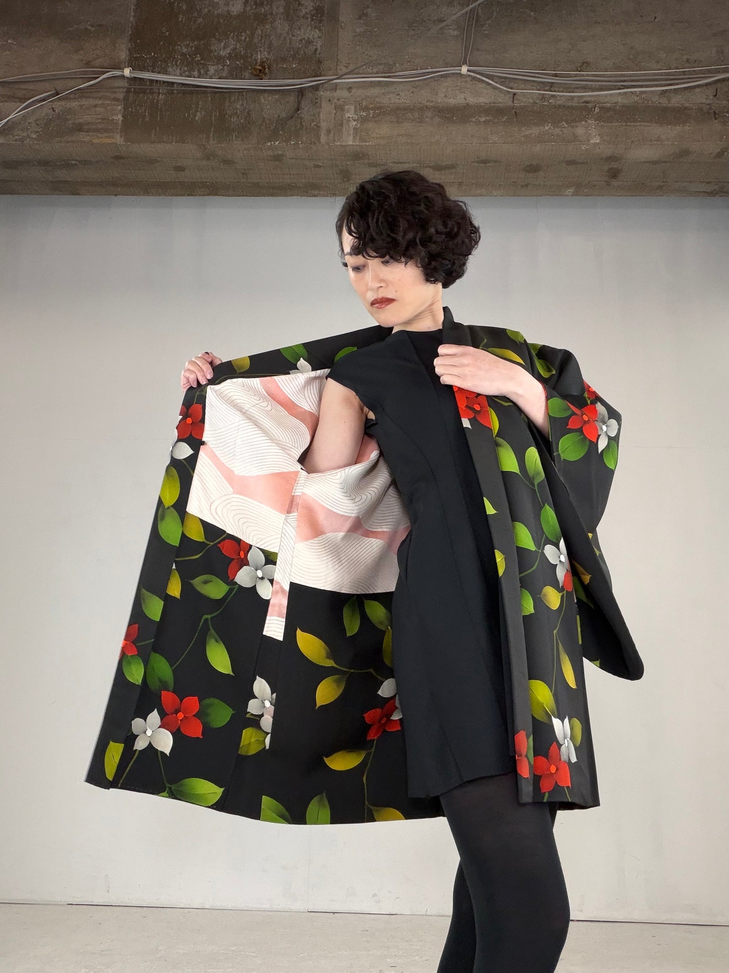 VINTAGE BLACK HAORI  "BLK162"