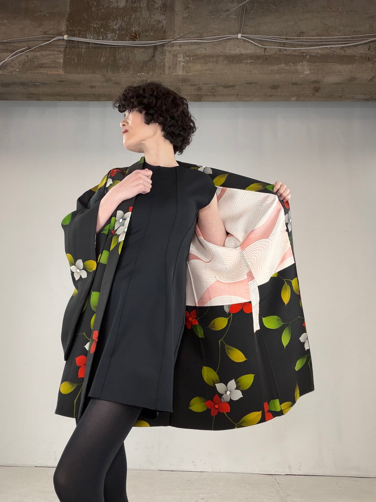 VINTAGE BLACK HAORI  "BLK162"