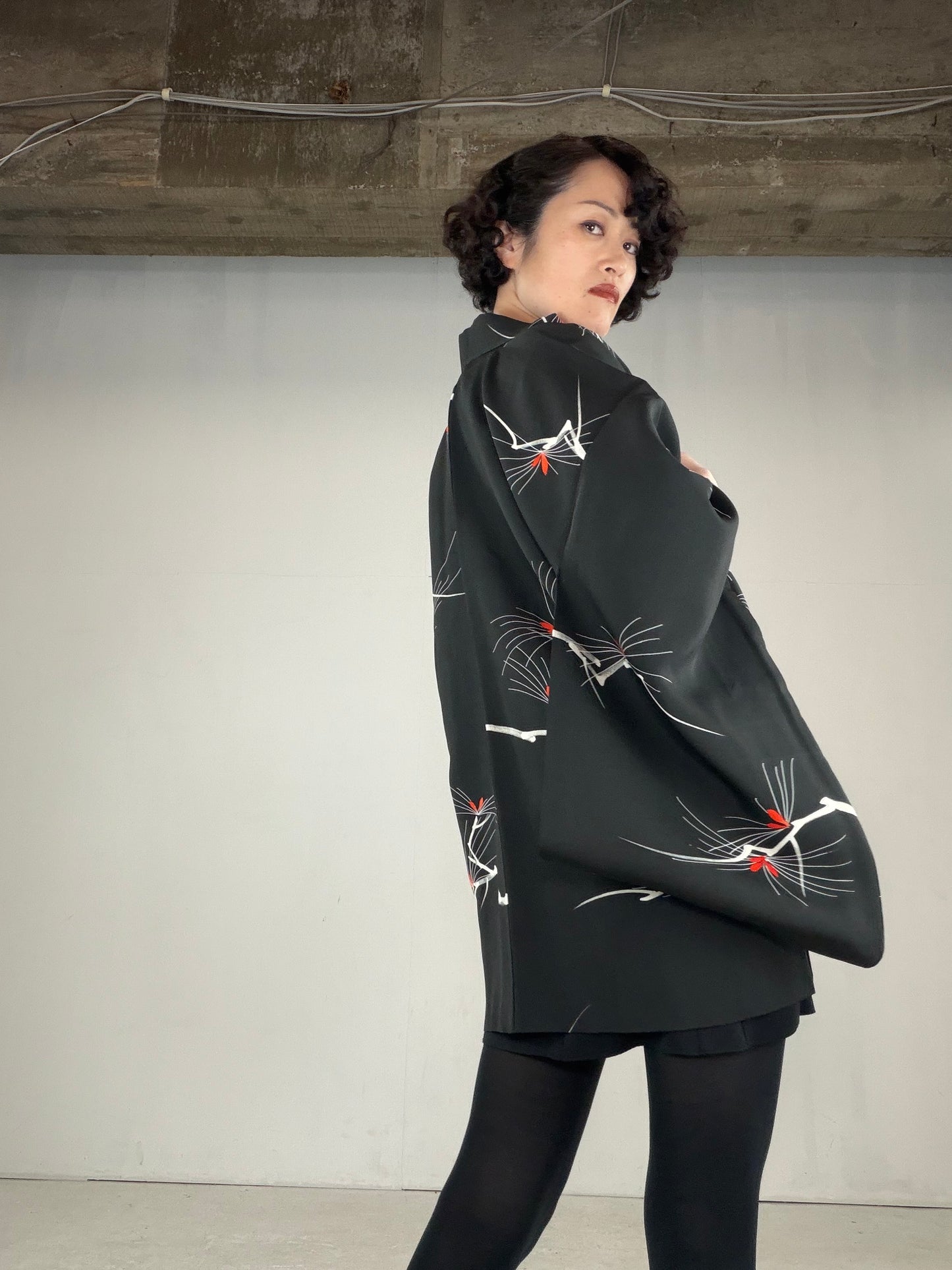 VINTAGE BLACK HAORI  "BLK161" *damage