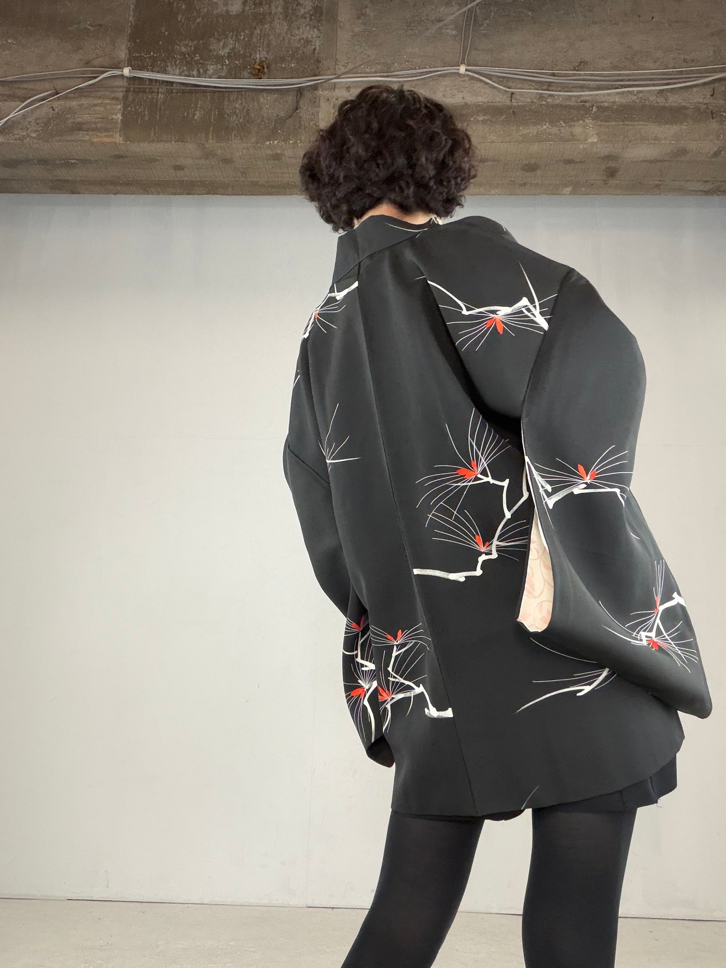 VINTAGE BLACK HAORI  "BLK161" *damage