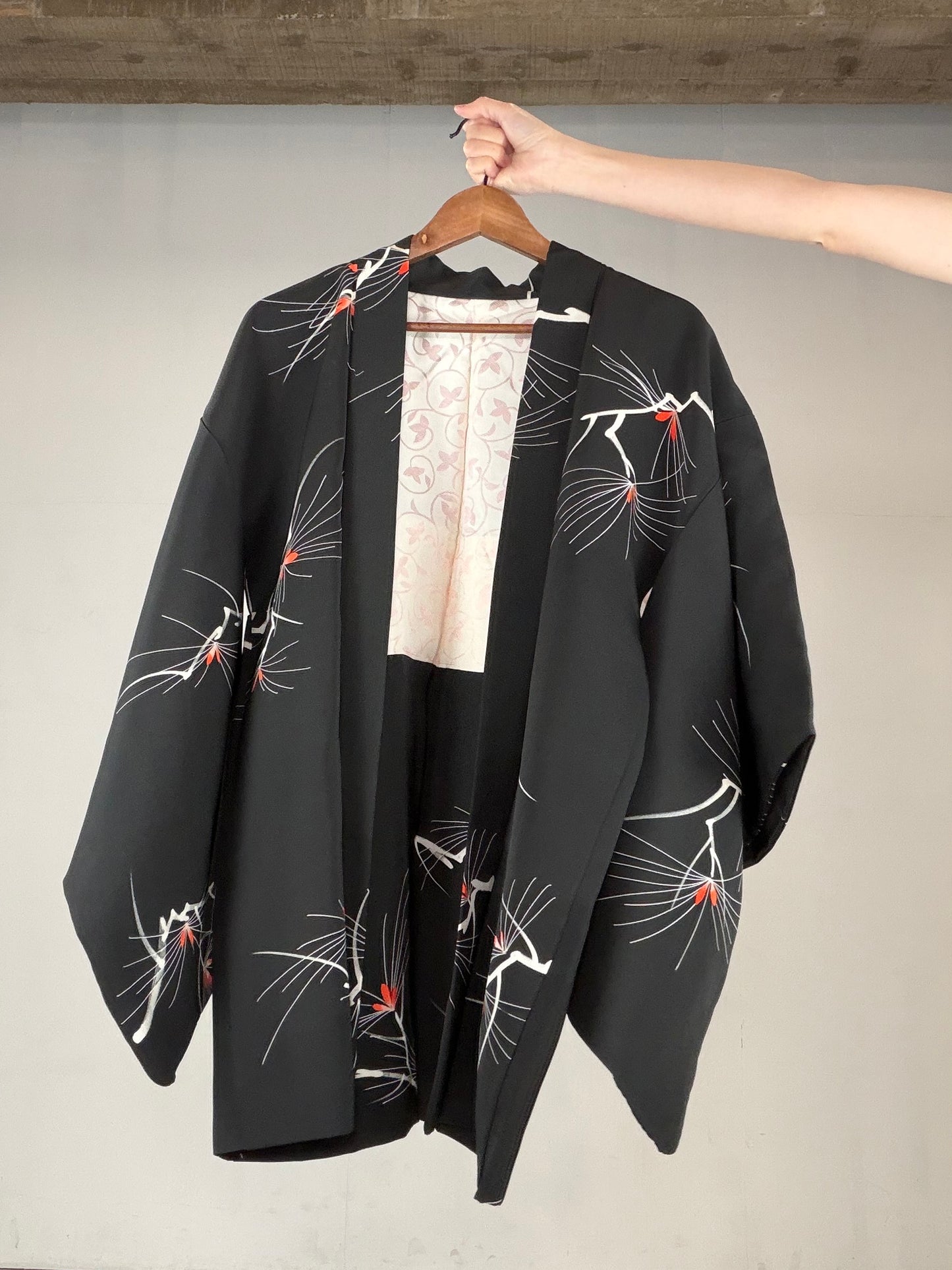 VINTAGE BLACK HAORI  "BLK161" *damage