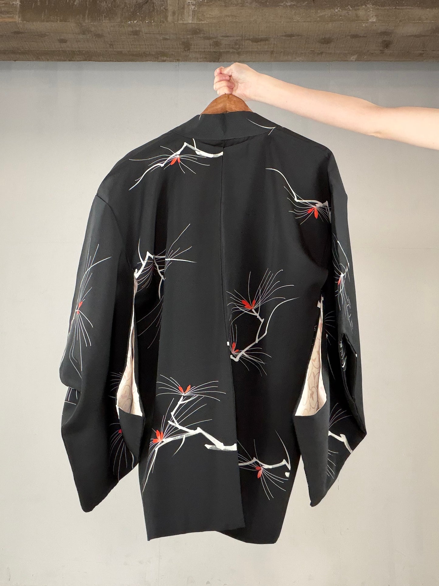 VINTAGE BLACK HAORI  "BLK161" *damage