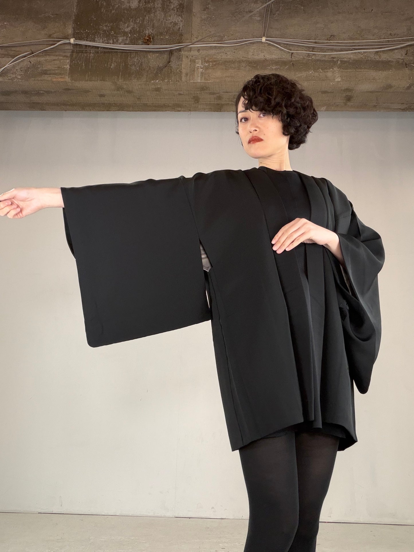 VINTAGE BLACK HAORI  "BLK160"