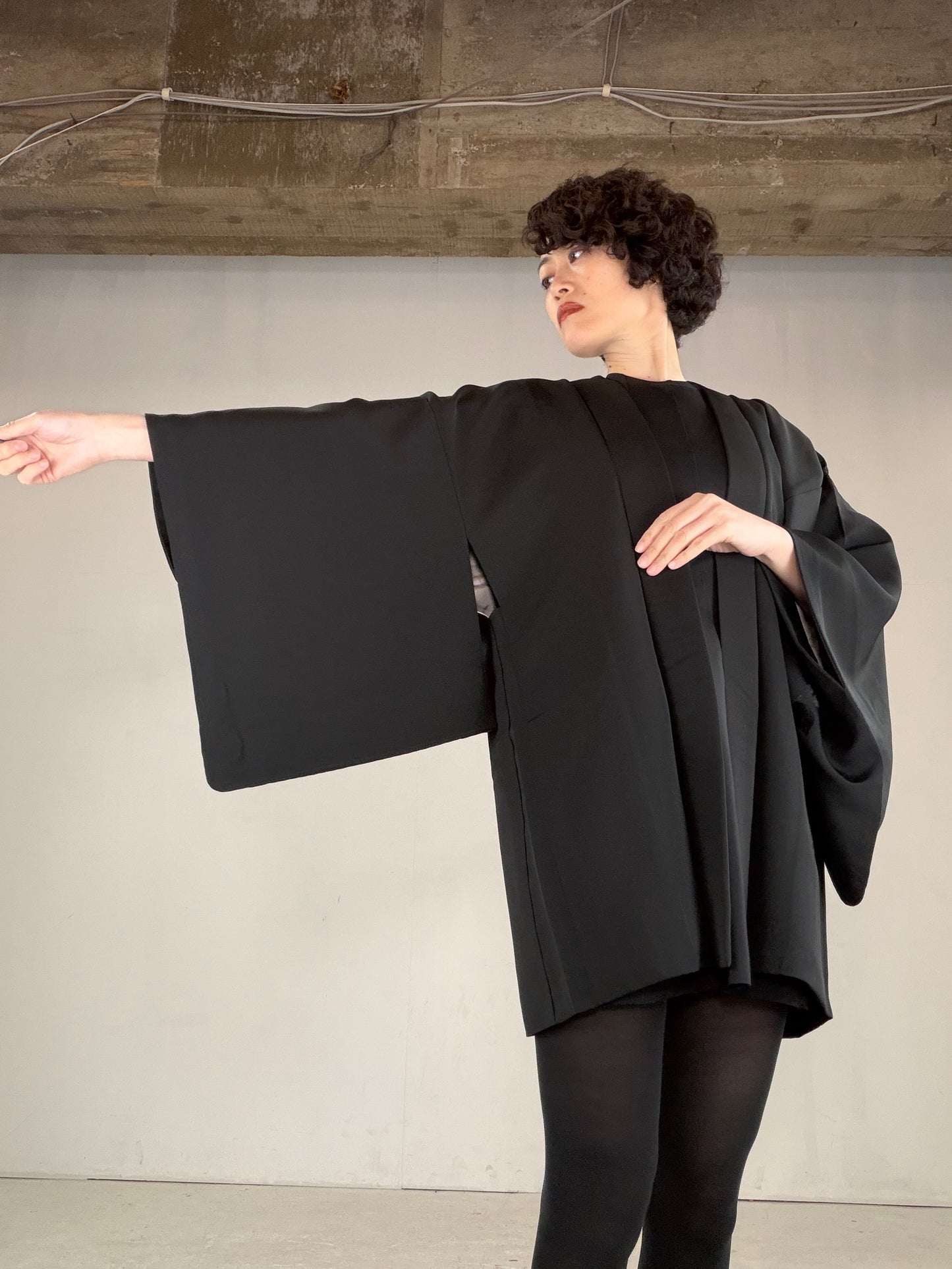 VINTAGE BLACK HAORI  "BLK160"