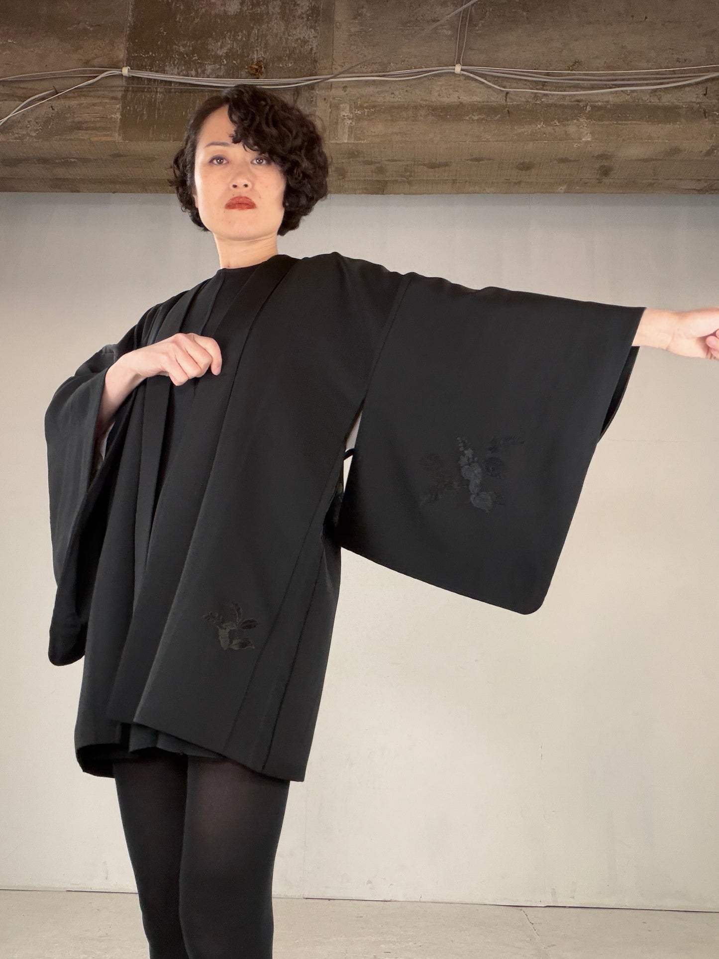 VINTAGE BLACK HAORI  "BLK160"