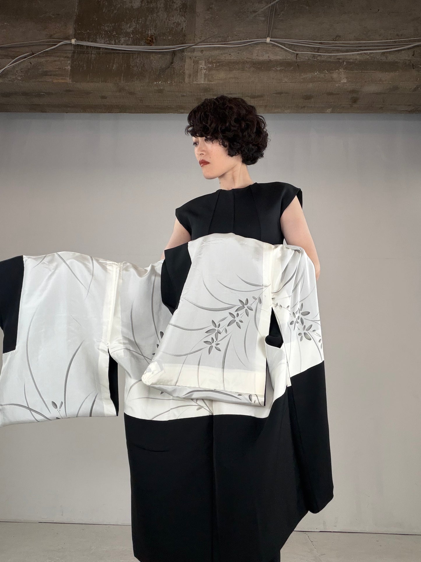 VINTAGE BLACK HAORI  "BLK160"