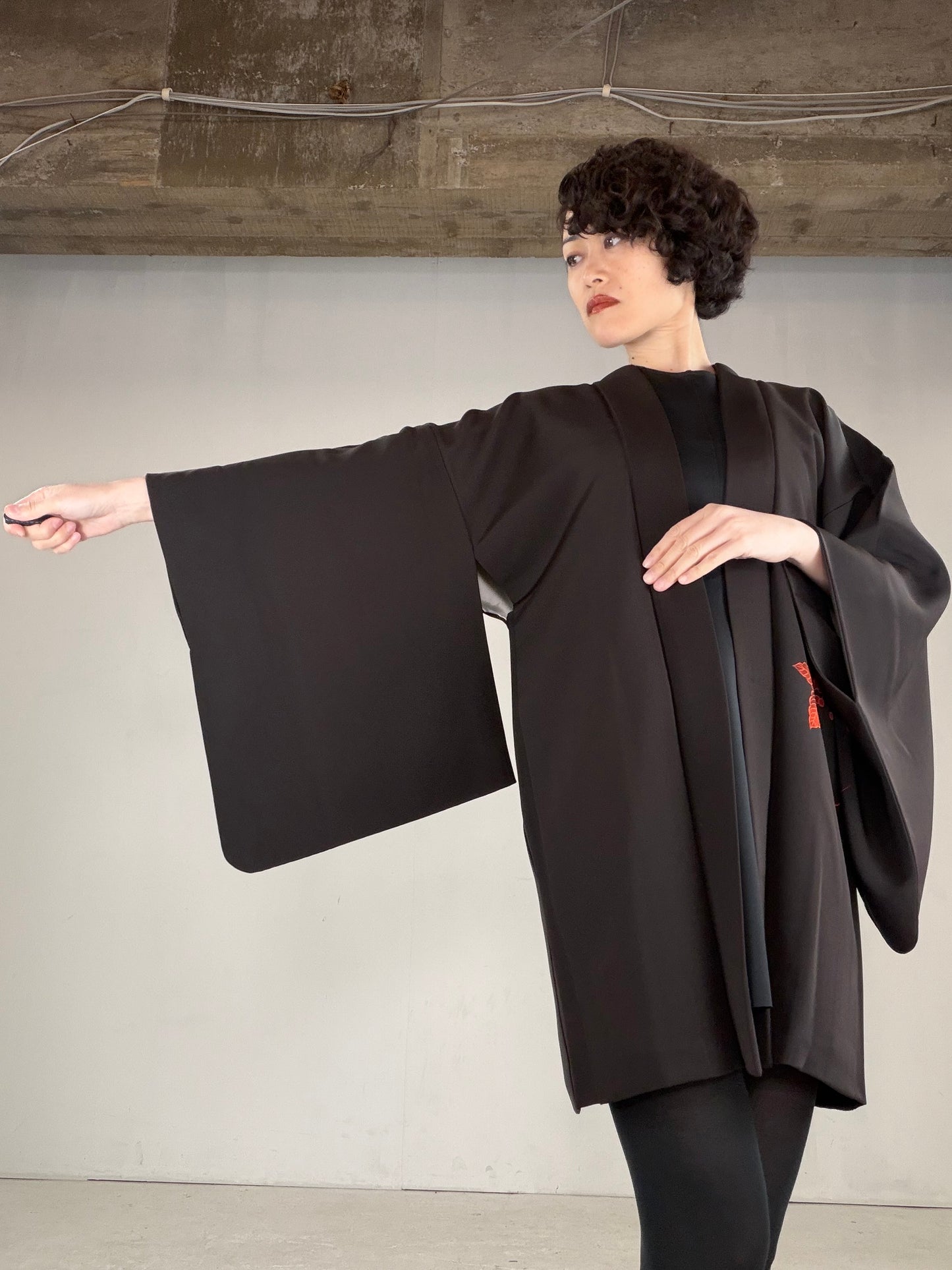 VINTAGE BLACK HAORI  "BLK159"