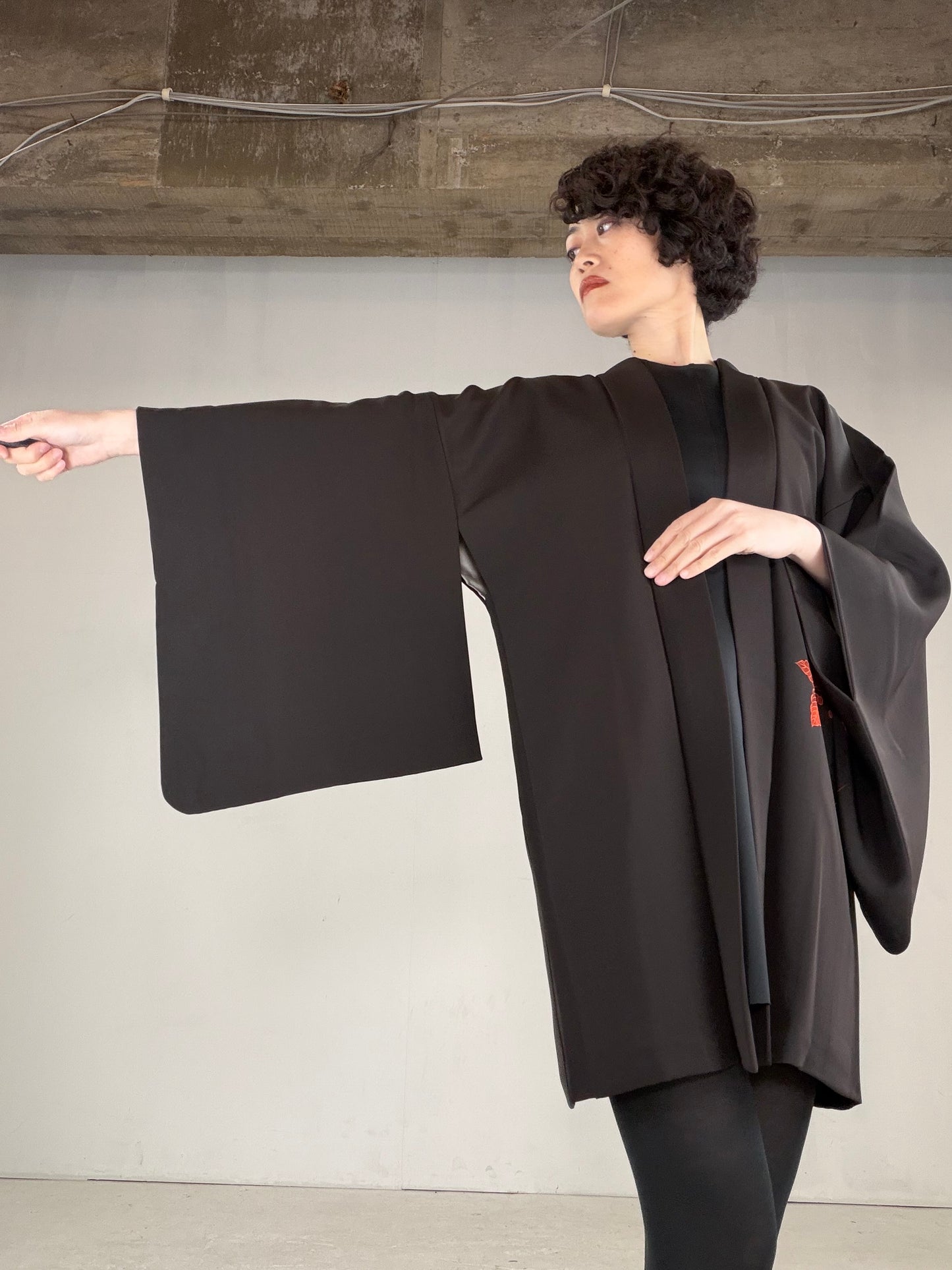 VINTAGE BLACK HAORI  "BLK159"