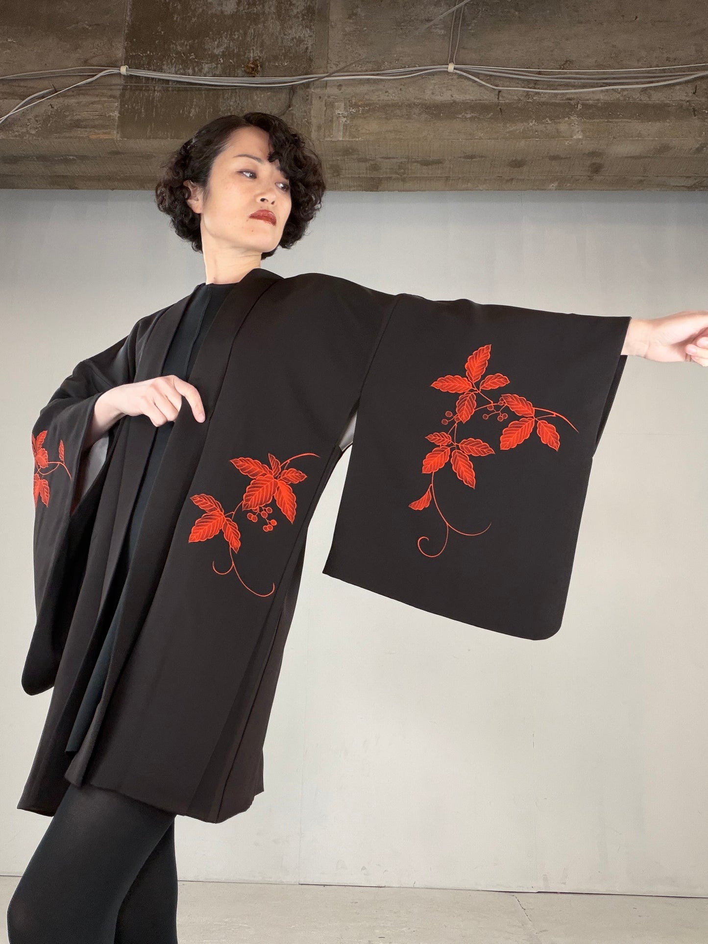 VINTAGE BLACK HAORI  "BLK159"