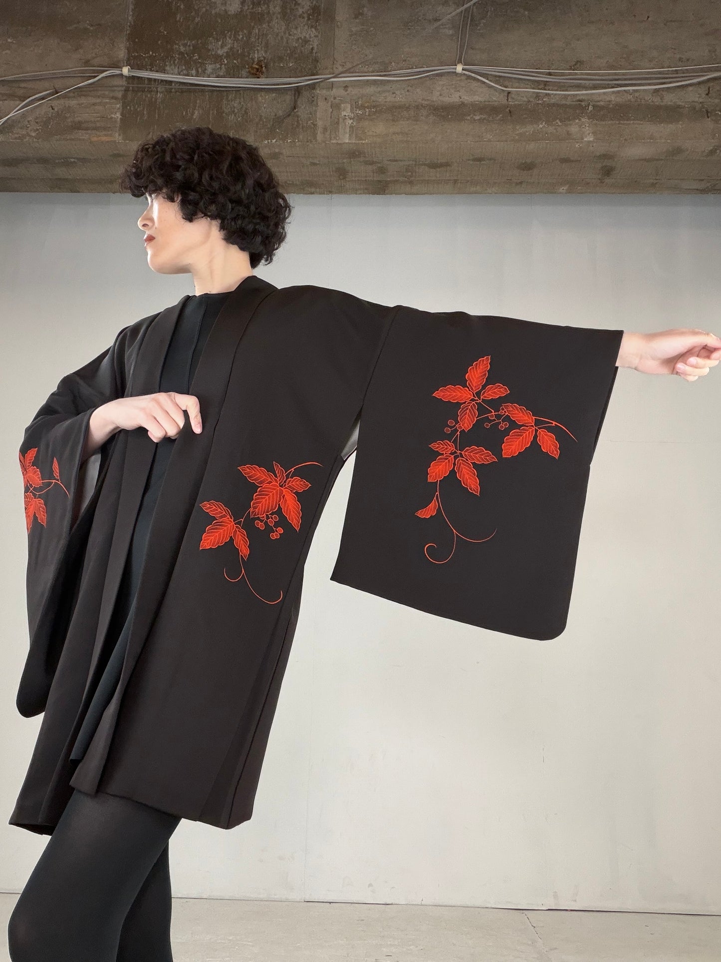 VINTAGE BLACK HAORI  "BLK159"