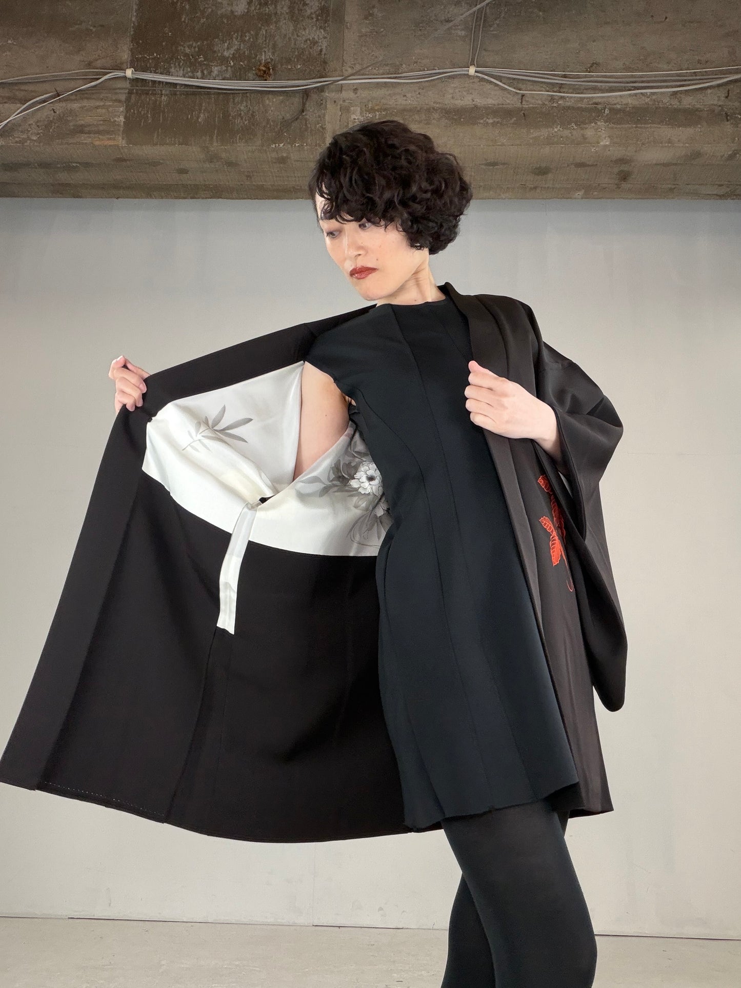 VINTAGE BLACK HAORI  "BLK159"