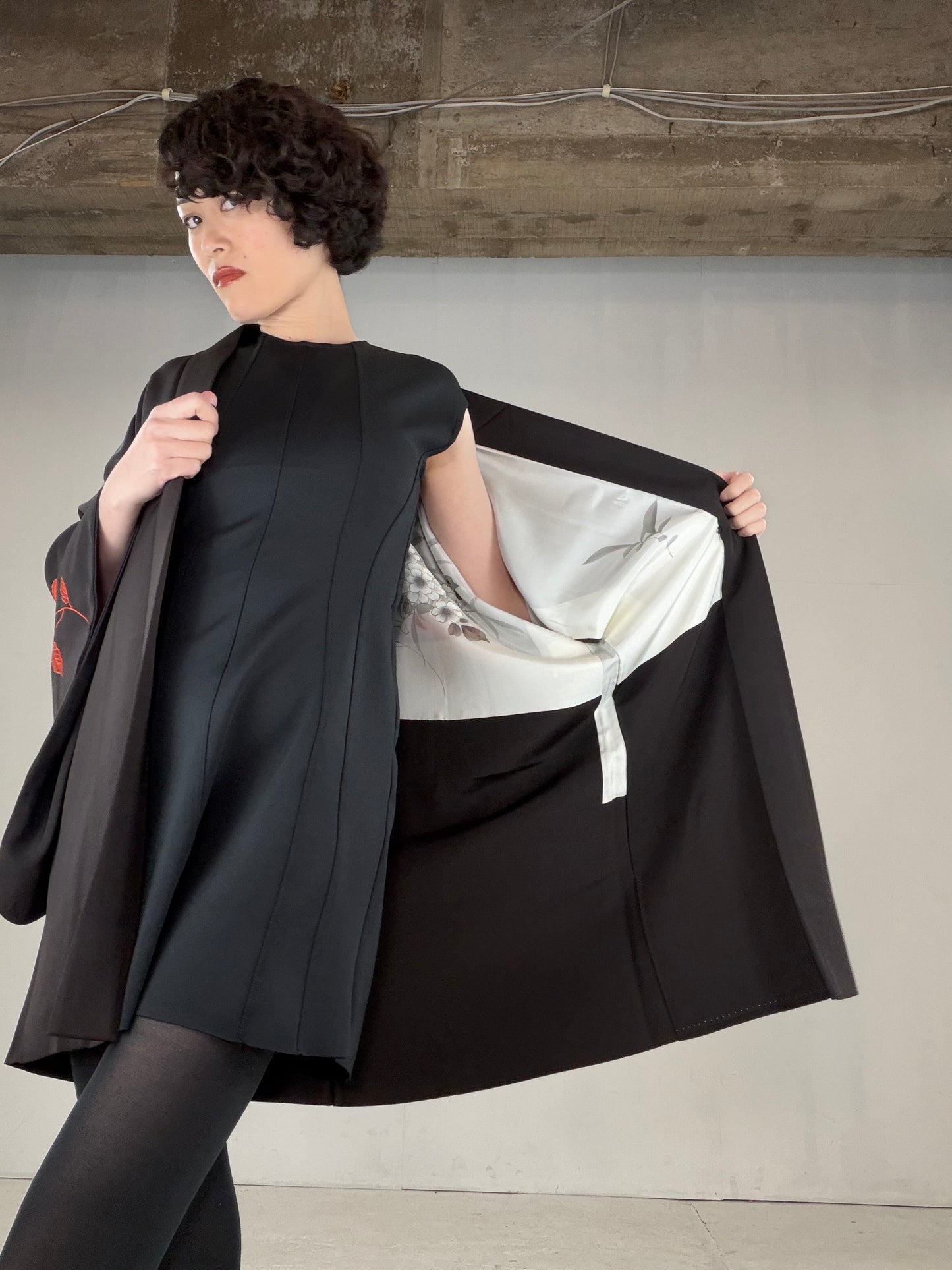 VINTAGE BLACK HAORI  "BLK159"