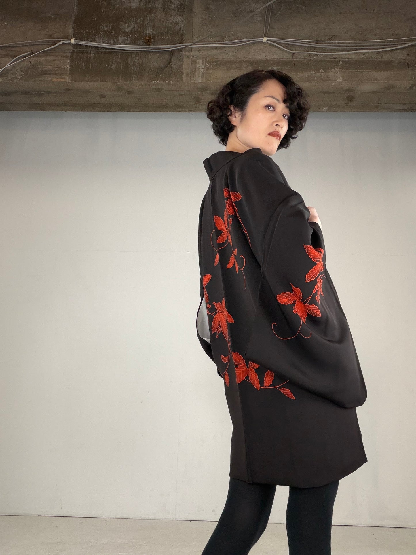 VINTAGE BLACK HAORI  "BLK159"
