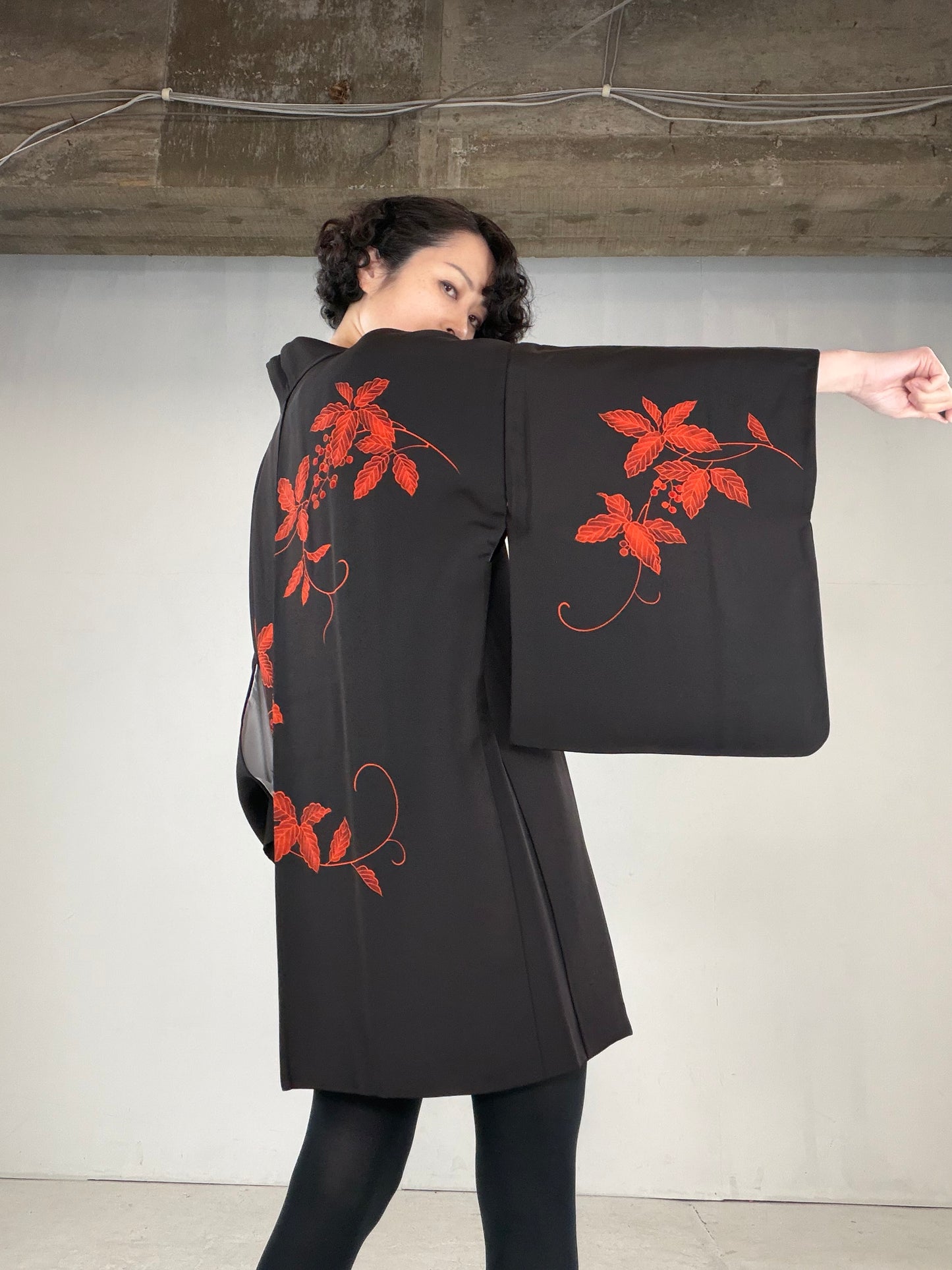 VINTAGE BLACK HAORI  "BLK159"