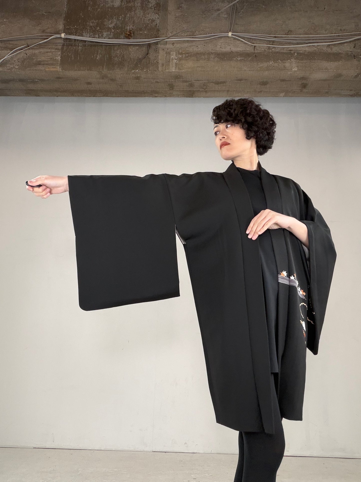 VINTAGE BLACK HAORI  "BLK165"