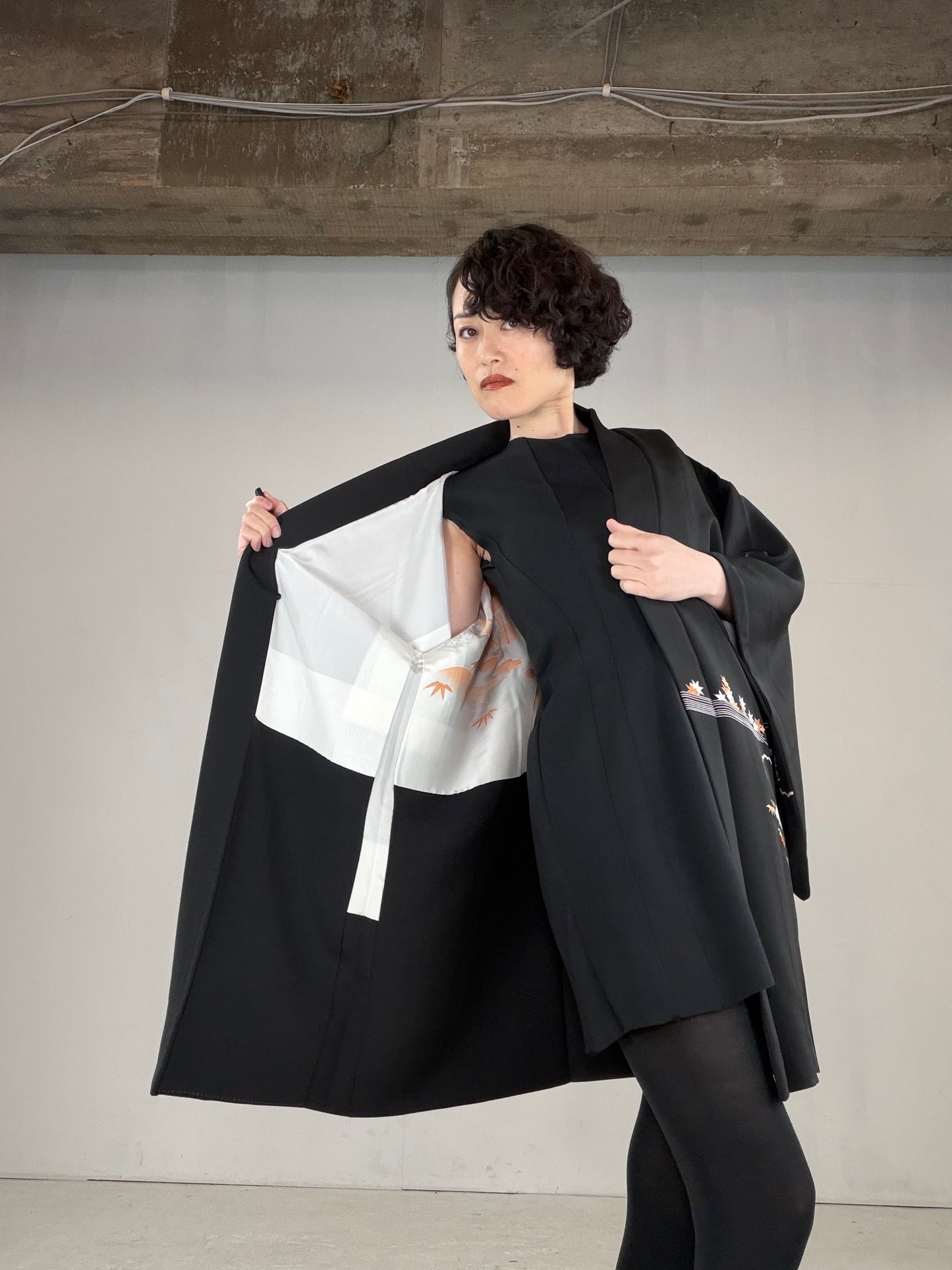 VINTAGE BLACK HAORI  "BLK165"
